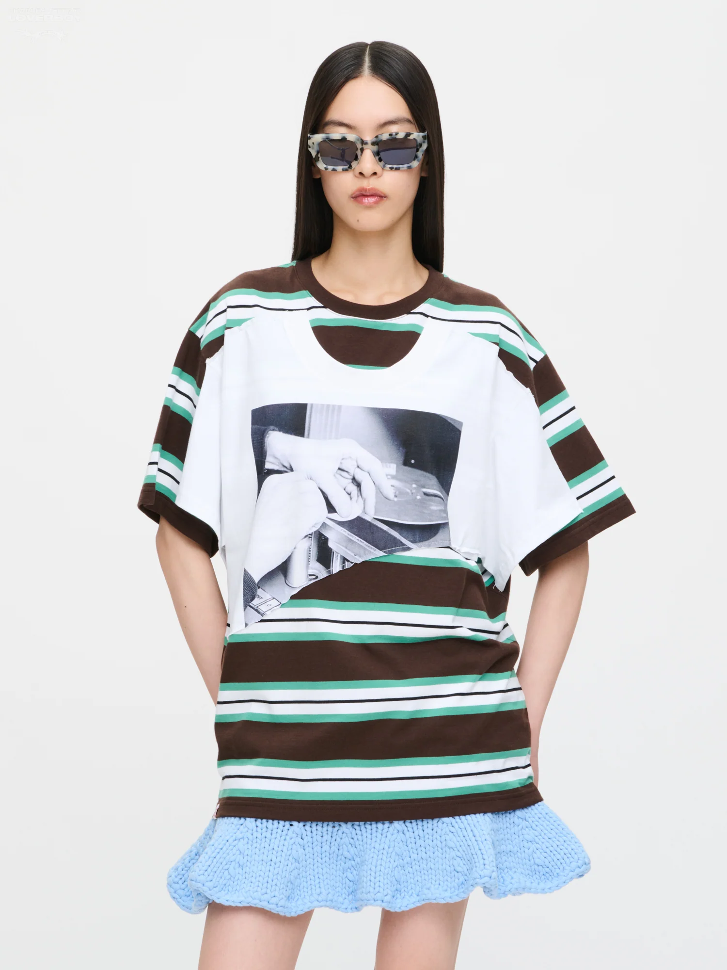 ABBEY ROAD DOUBLE TEE in BROWN WHITE
