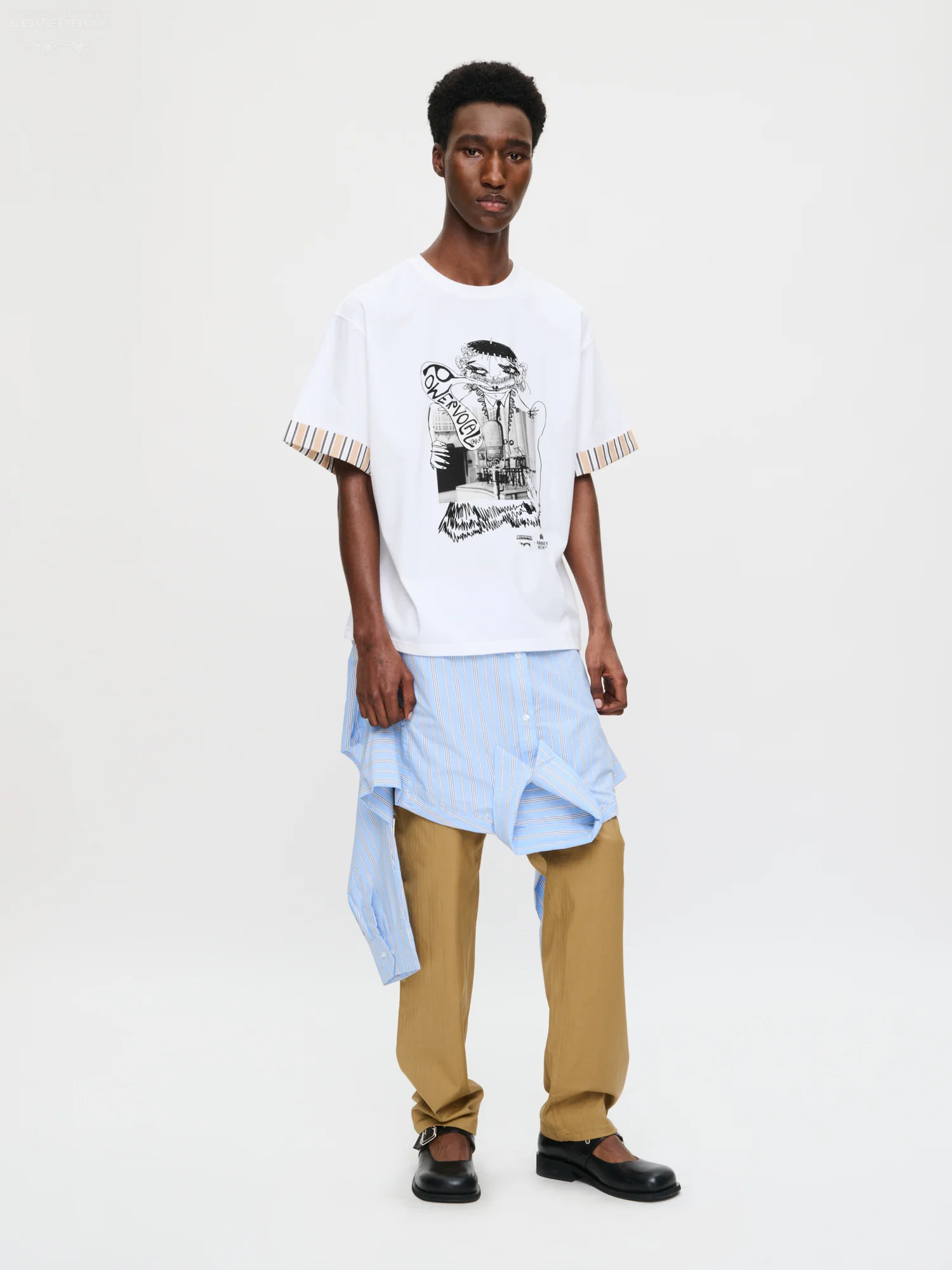 ABBEY ROAD TURN UP TEE in WHITE BEIGE - Image 3