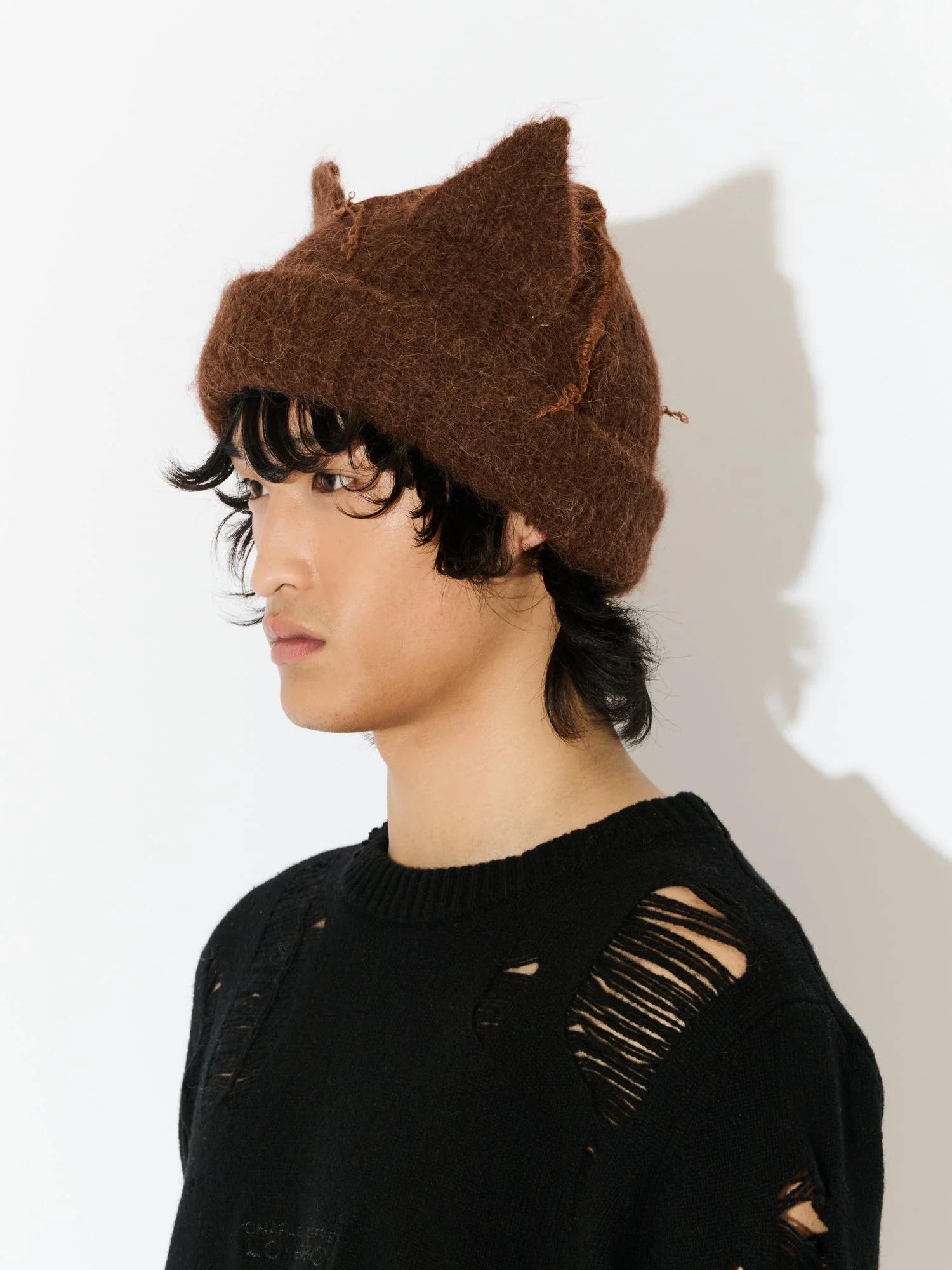 ALPACA CHUNKY EARS BEANIE in BROWN - Image 3