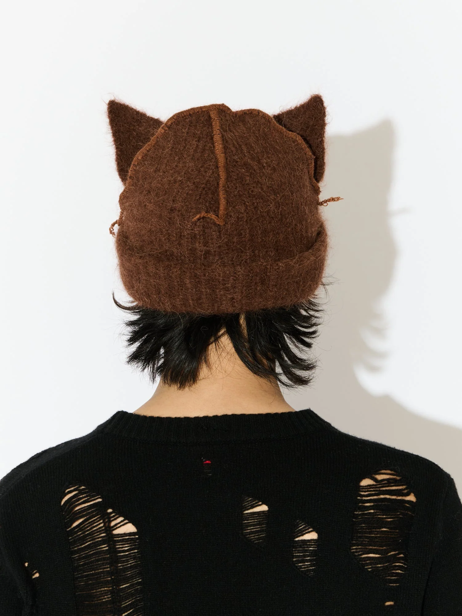 ALPACA CHUNKY EARS BEANIE in BROWN - Image 4