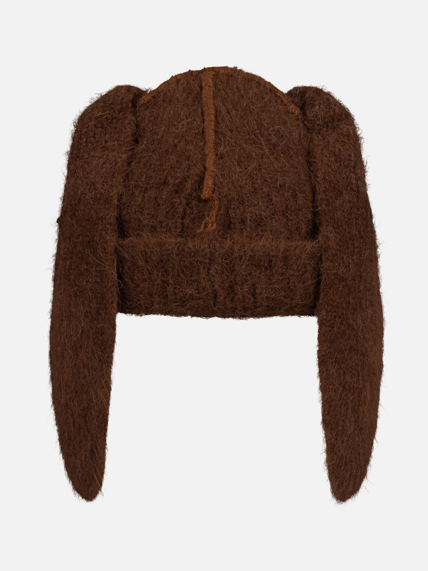 ALPACA CHUNKY RABBIT BEANIE in BROWN - Image 5
