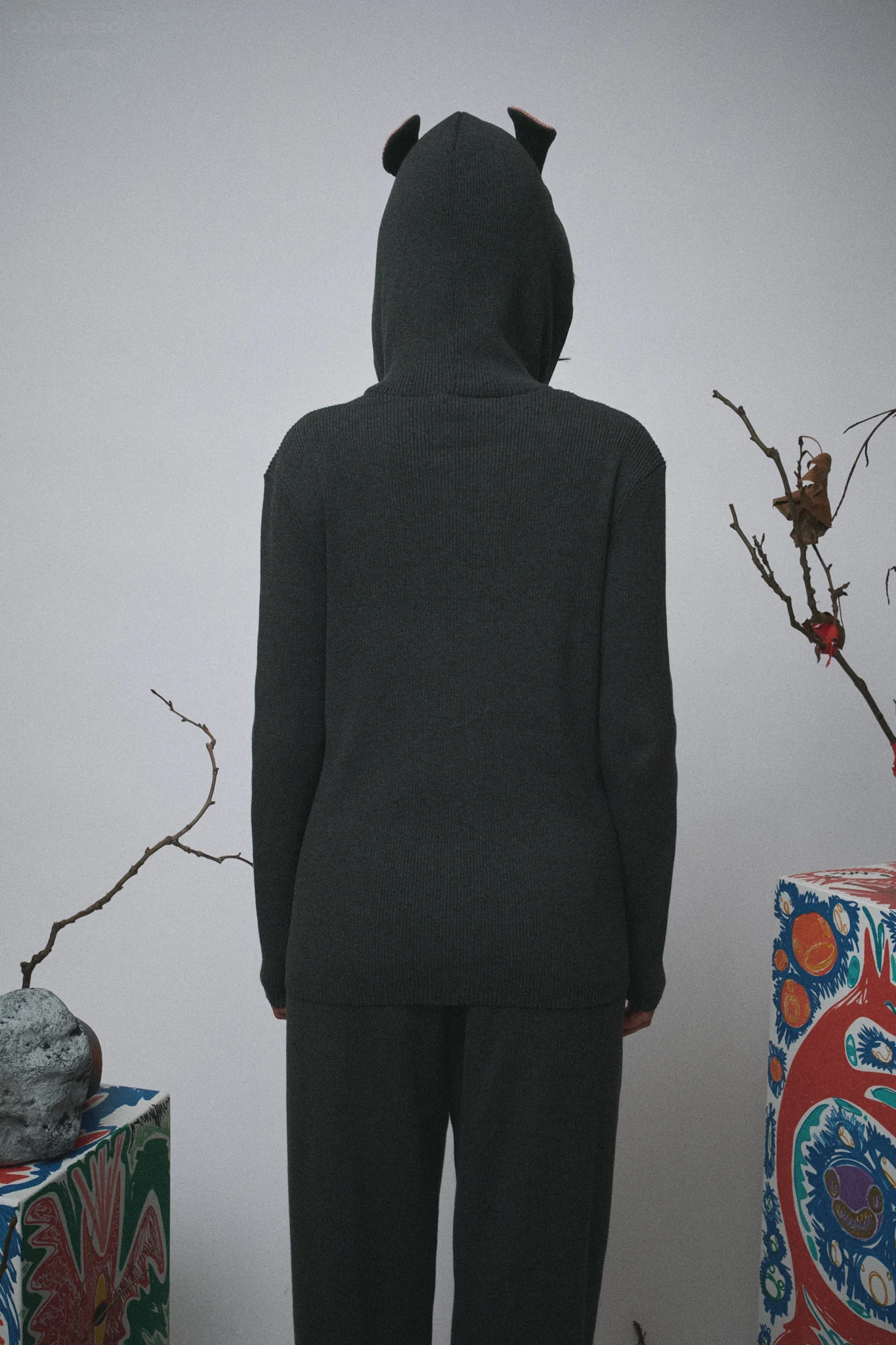ANIMAL KNITTED ZIP THRU HOODY in GREY RAT - Image 4