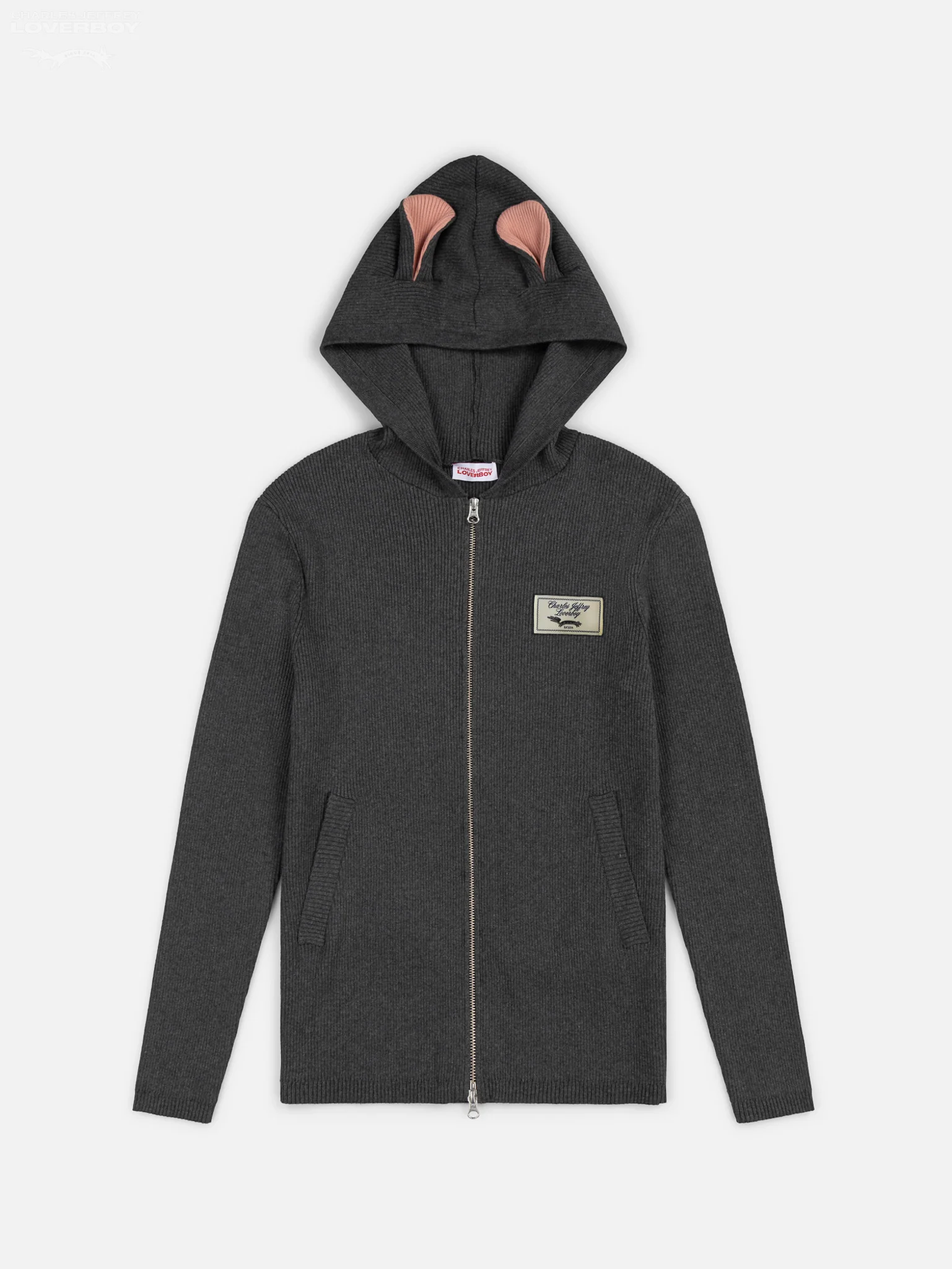 ANIMAL KNITTED ZIP THRU HOODY in GREY RAT - Image 5