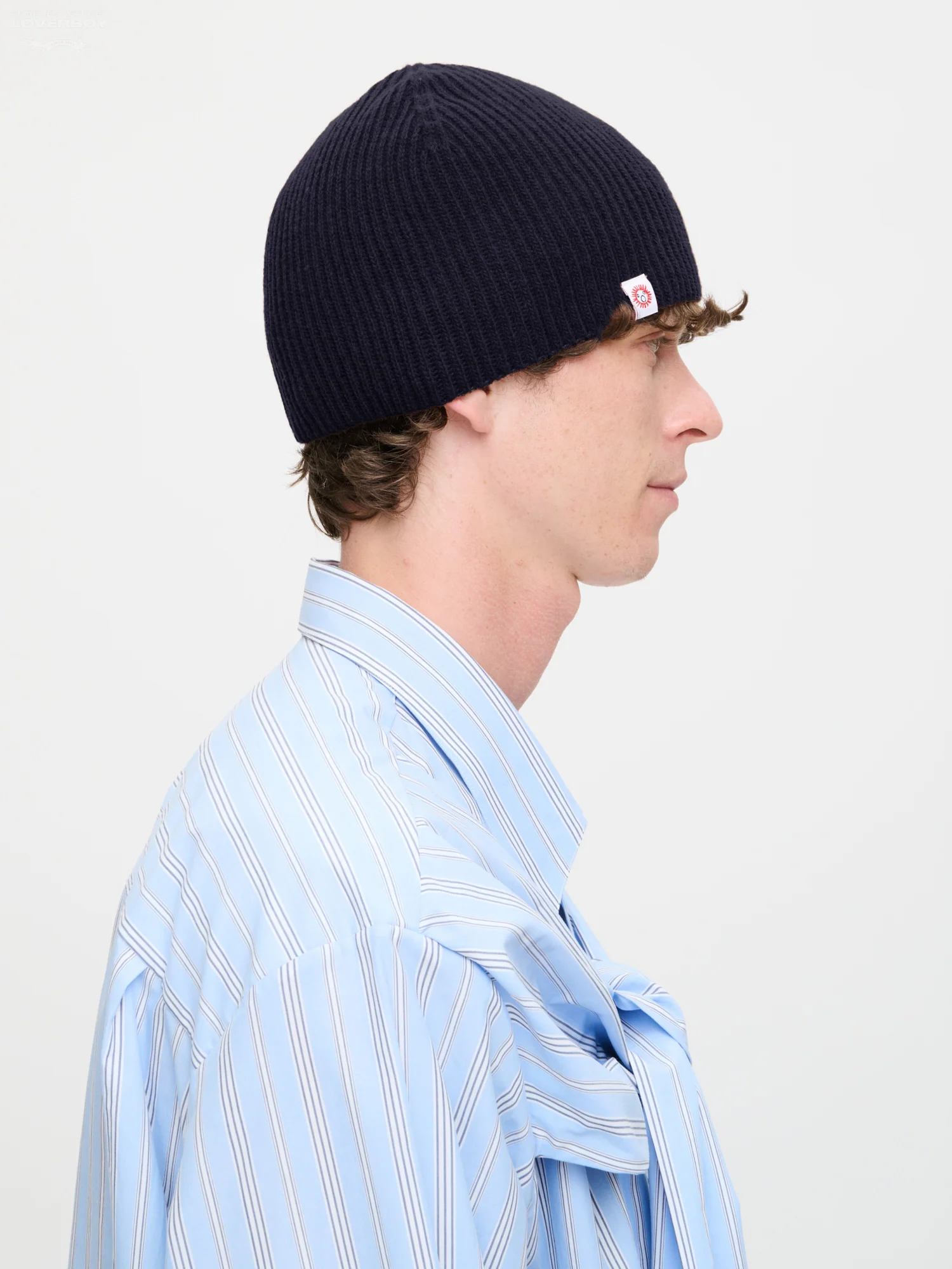 APPLIQUE RIB BEANIE in NAVY CELLO - Image 3