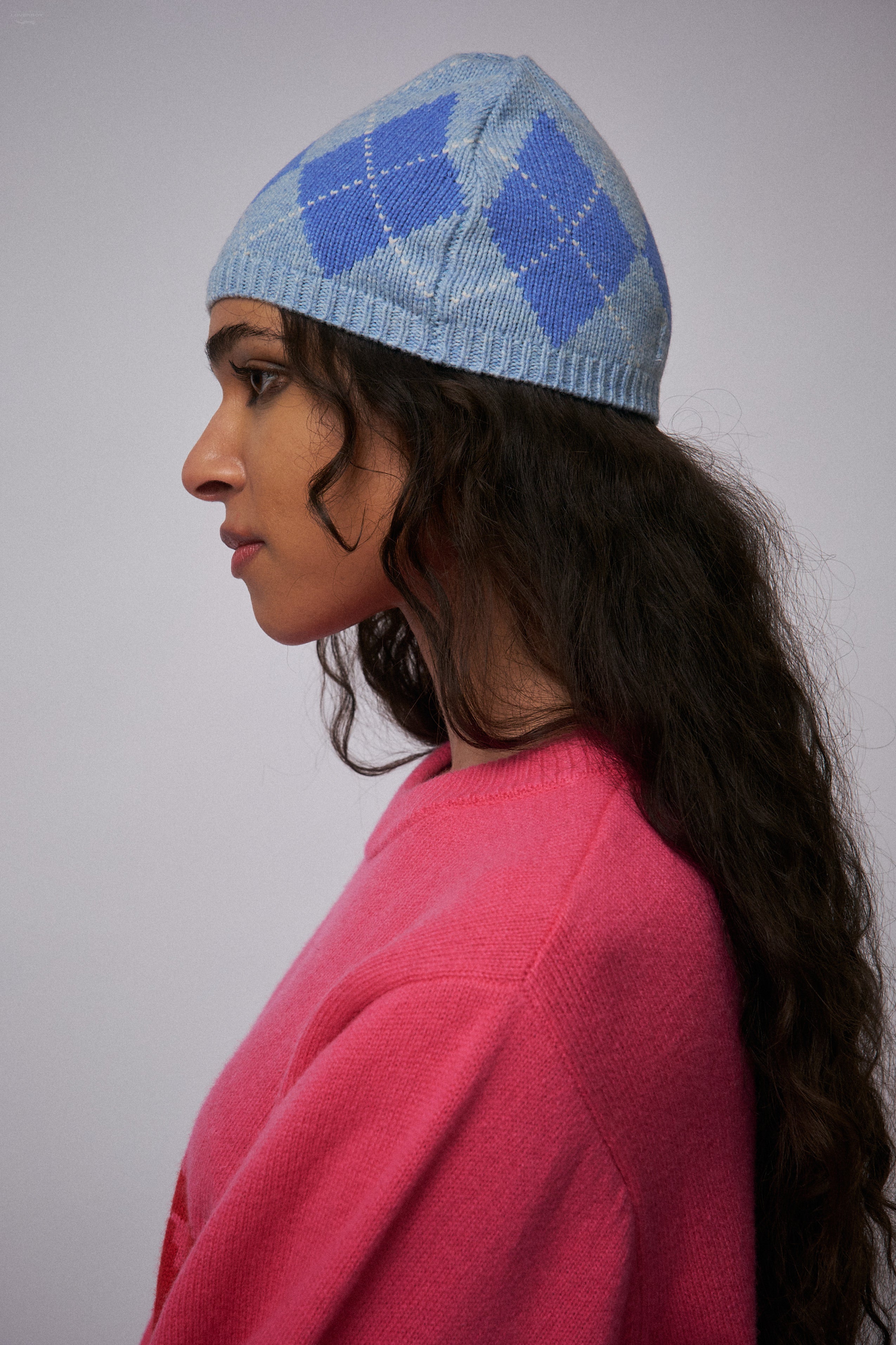 ARGYLE RIB BEANIE EXCLUSIVE in LIGHT BLUE - Image 3