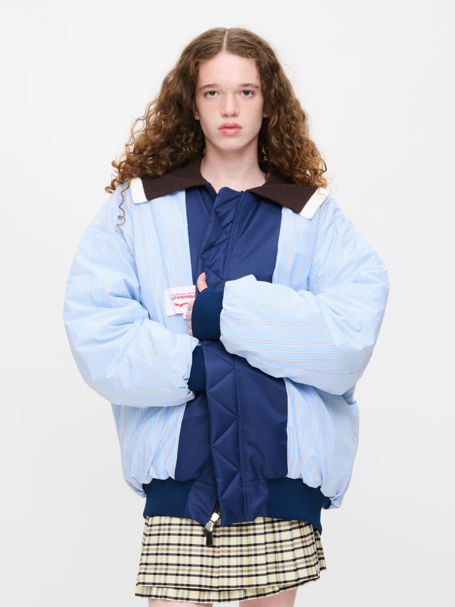BOMBER JACKET WITH KNITTED COLLAR in NAVY - Image 5
