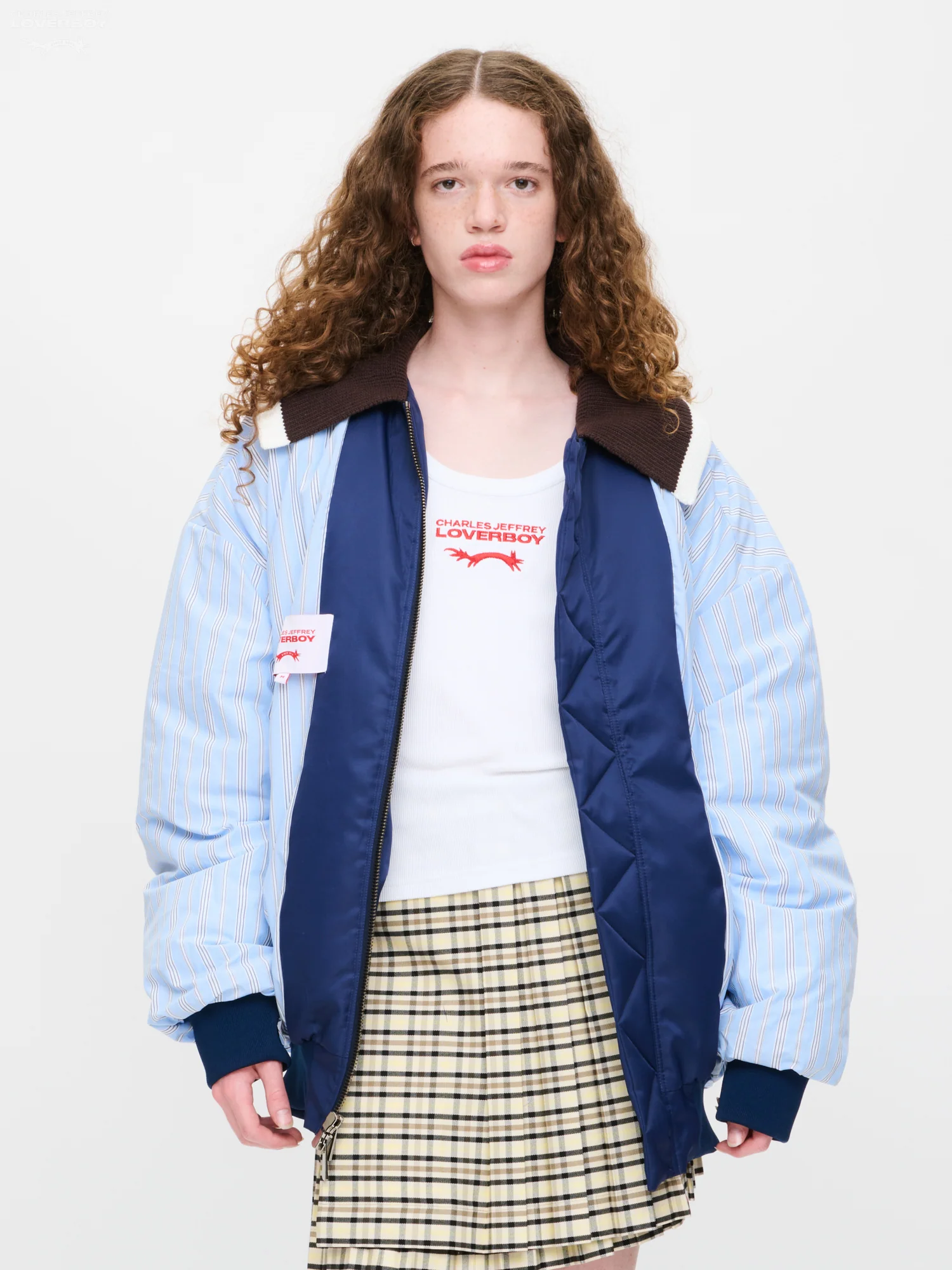 BOMBER JACKET WITH KNITTED COLLAR in NAVY - Image 6