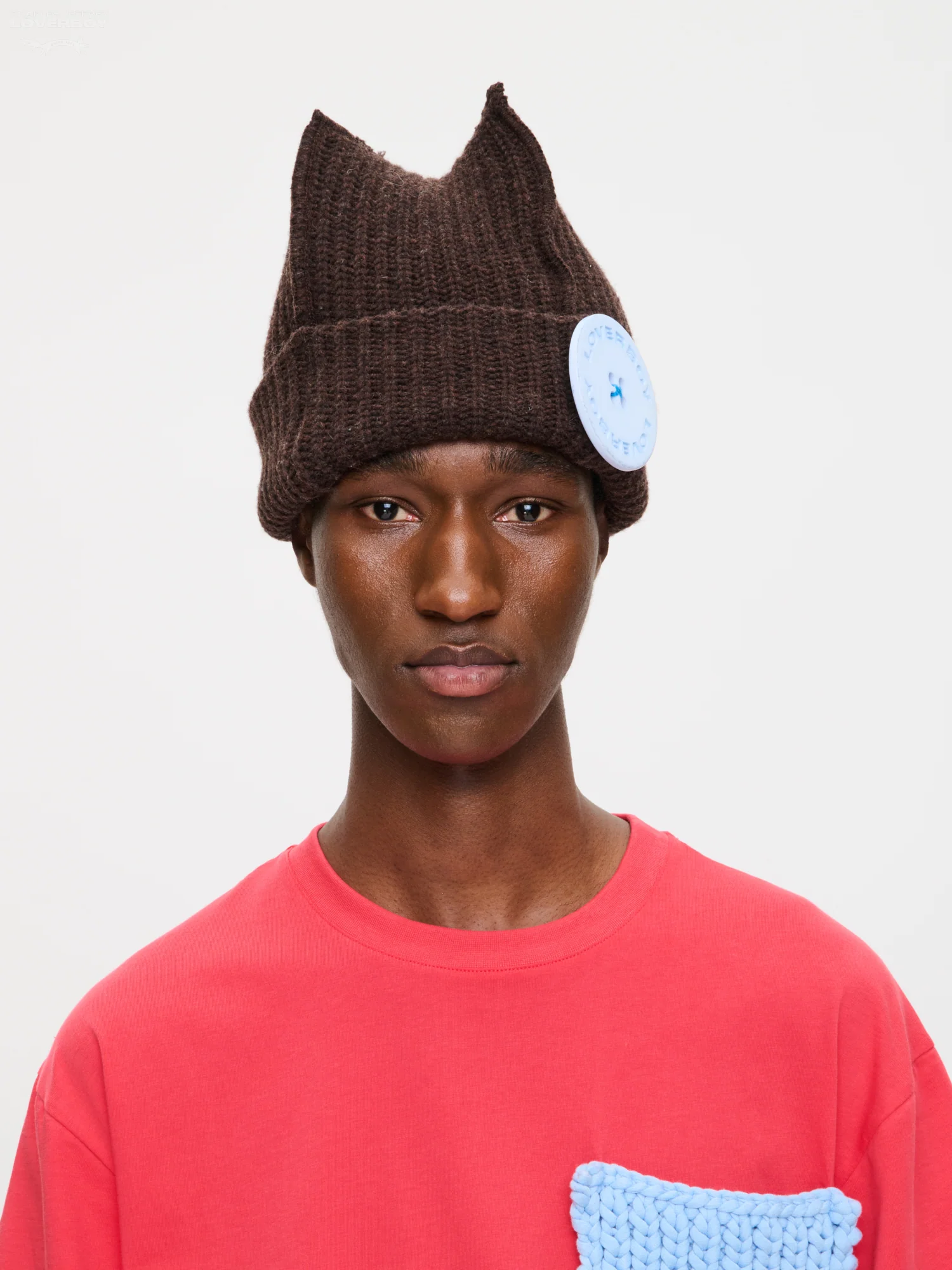 BOX BEANIE in BROWN LIGHT BLUE - Image 2