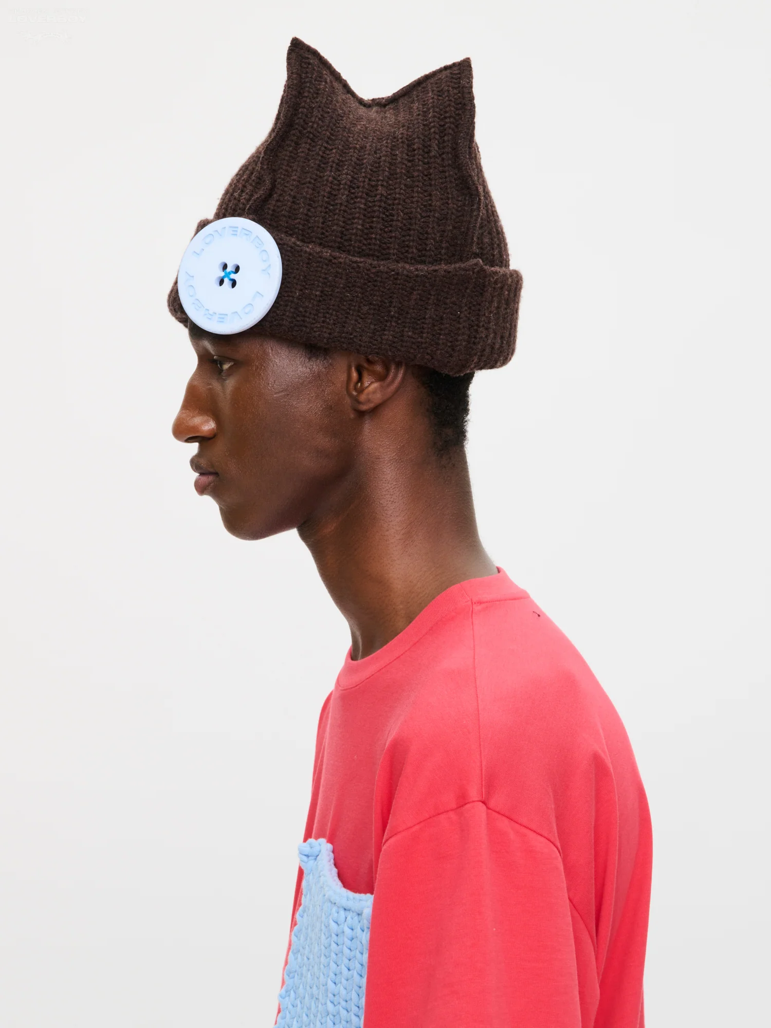 BOX BEANIE in BROWN LIGHT BLUE - Image 3