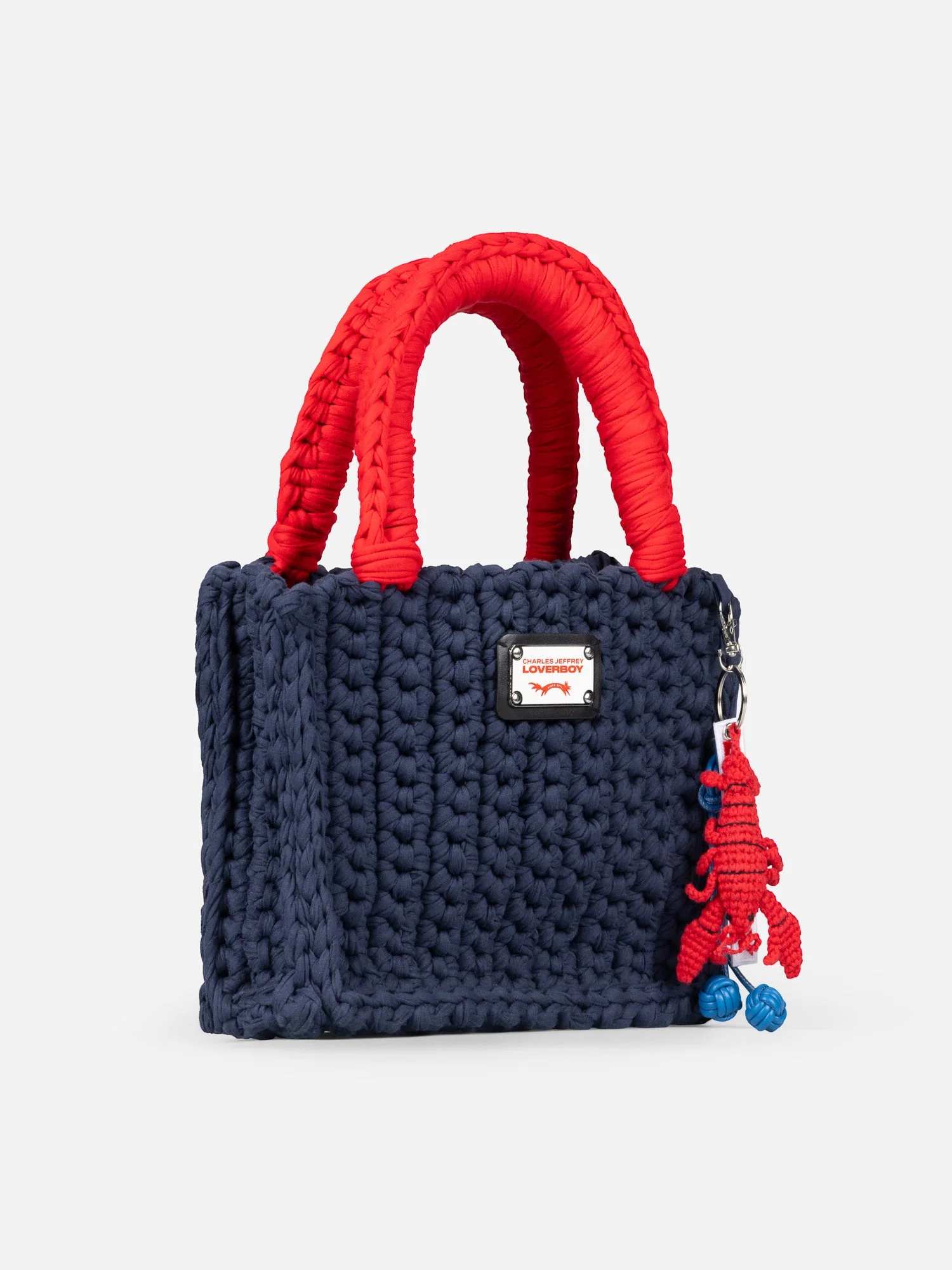 BUCKET BAG WITH LOBSTER CHARM in NAVY RED - Image 3