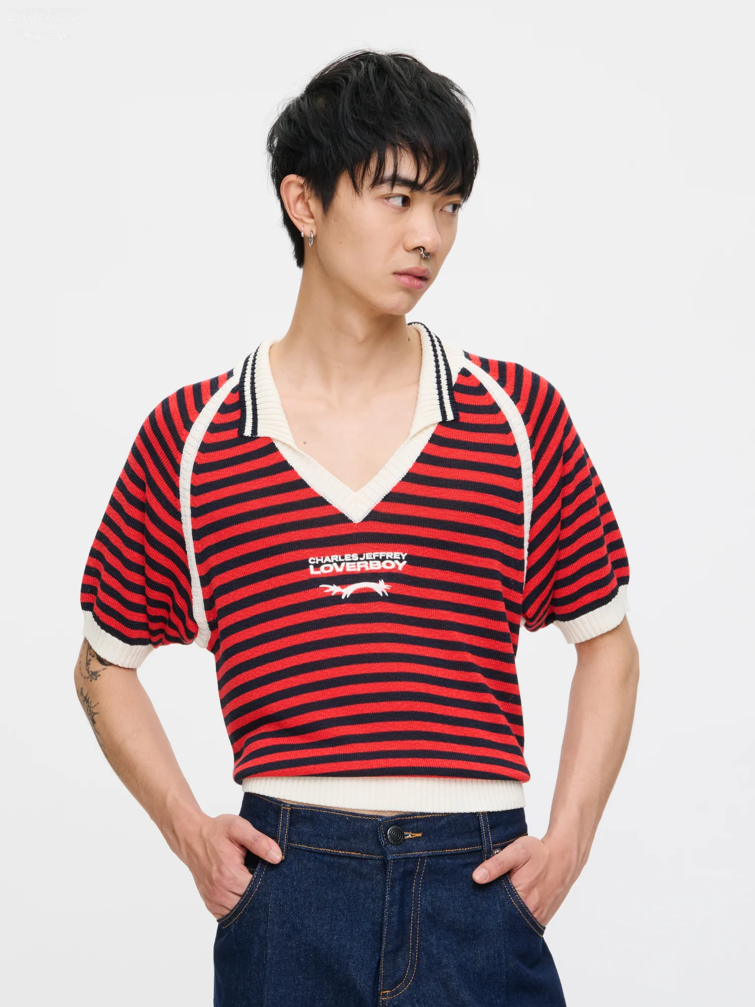 CHEEKY POLO in RED NAVY STRIPE - Image 4
