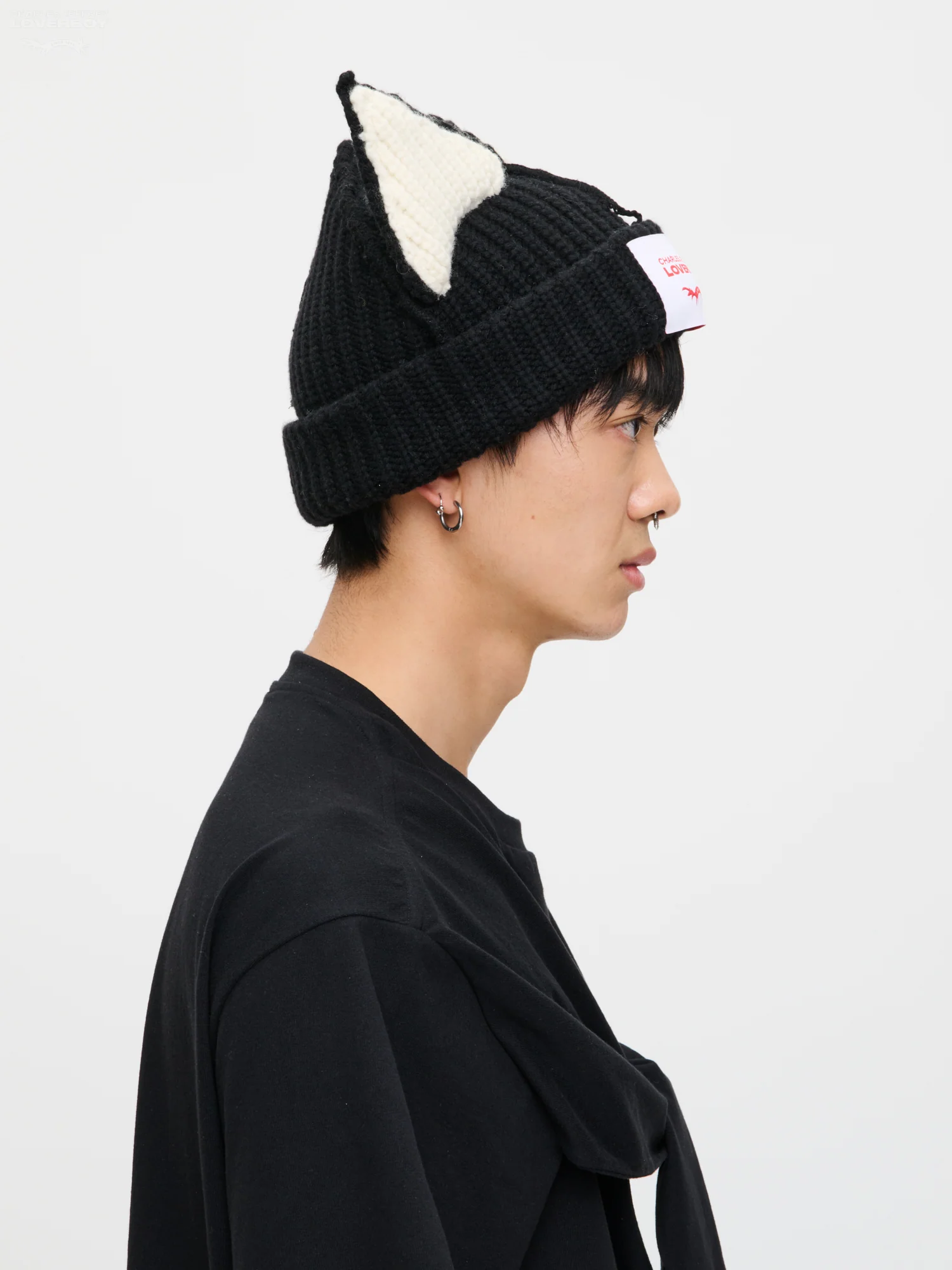 CHUNKY EARS BEANIE in BLACK ECRU - Image 3