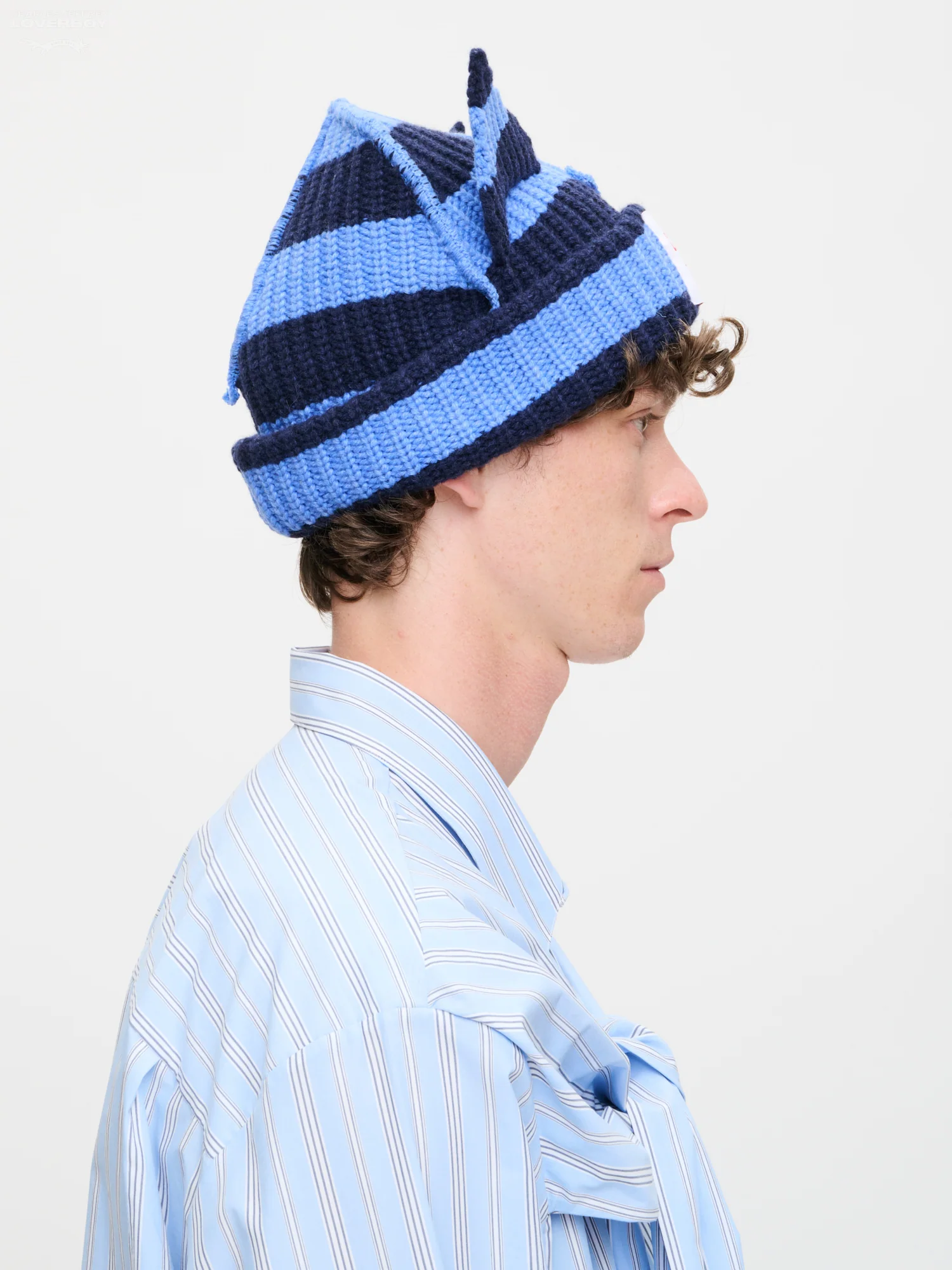 CHUNKY EARS BEANIE in BLUE NAVY STRIPE - Image 3