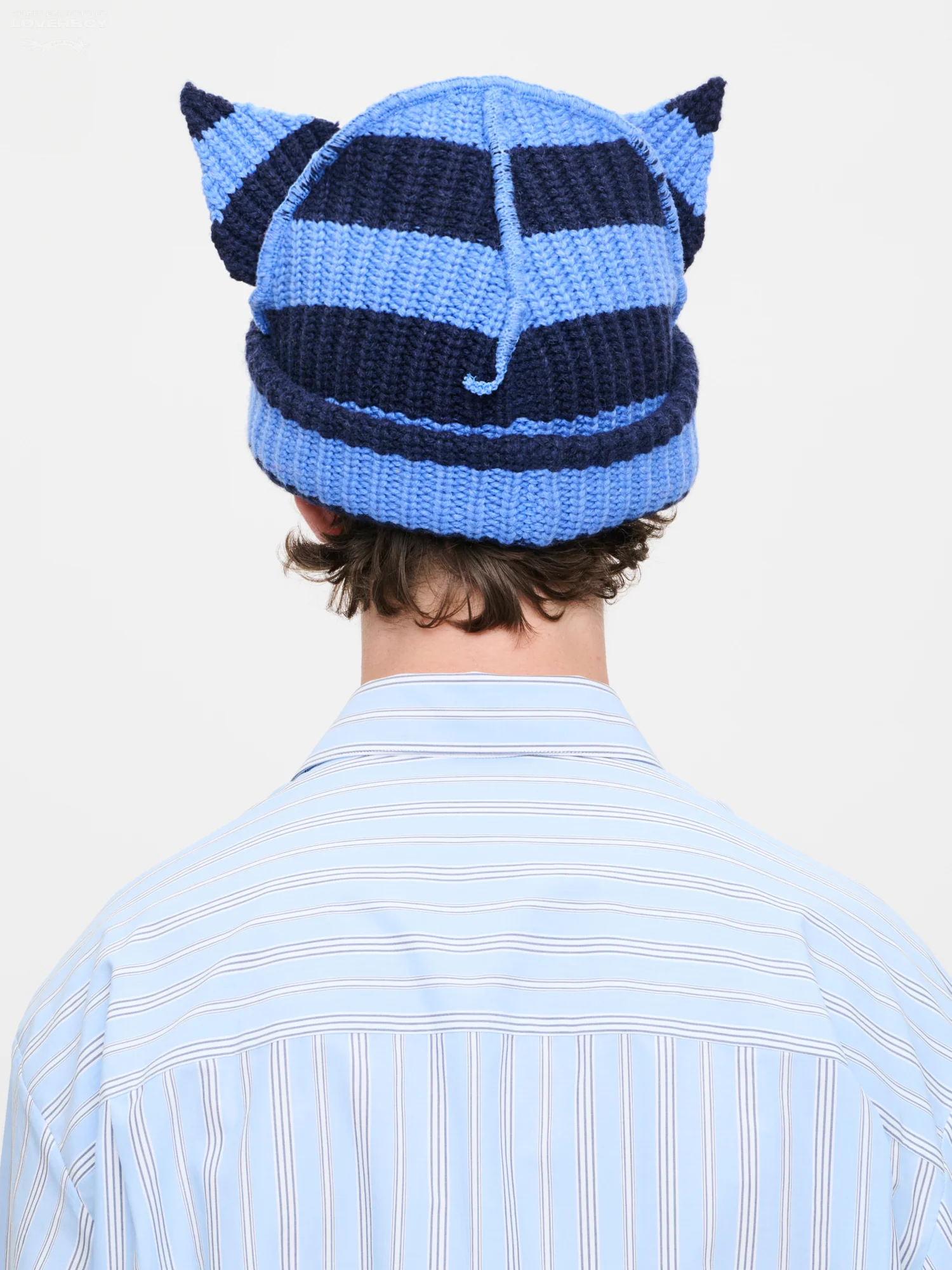CHUNKY EARS BEANIE in BLUE NAVY STRIPE - Image 4