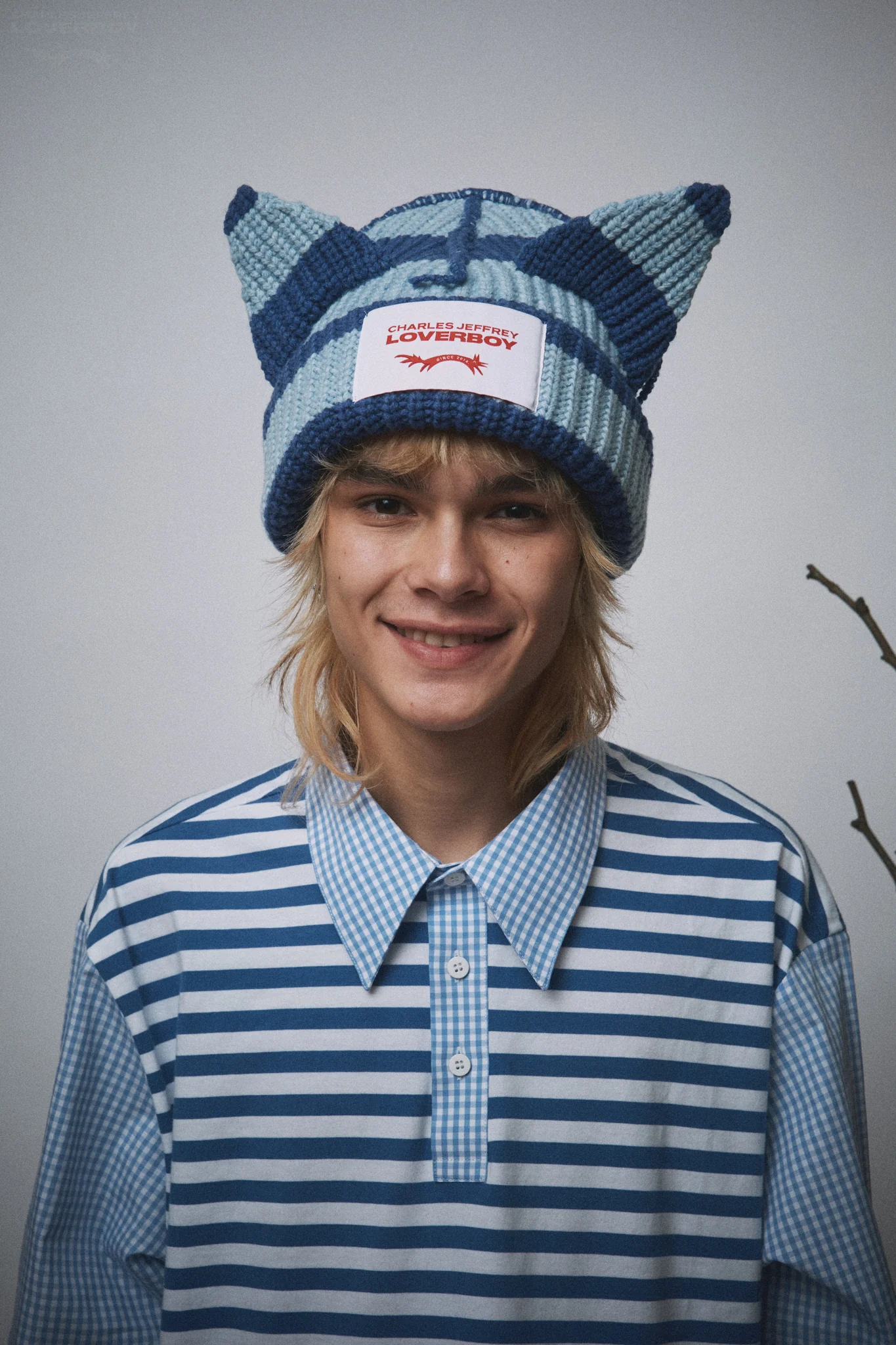 CHUNKY EARS BEANIE in BLUE STRIPE