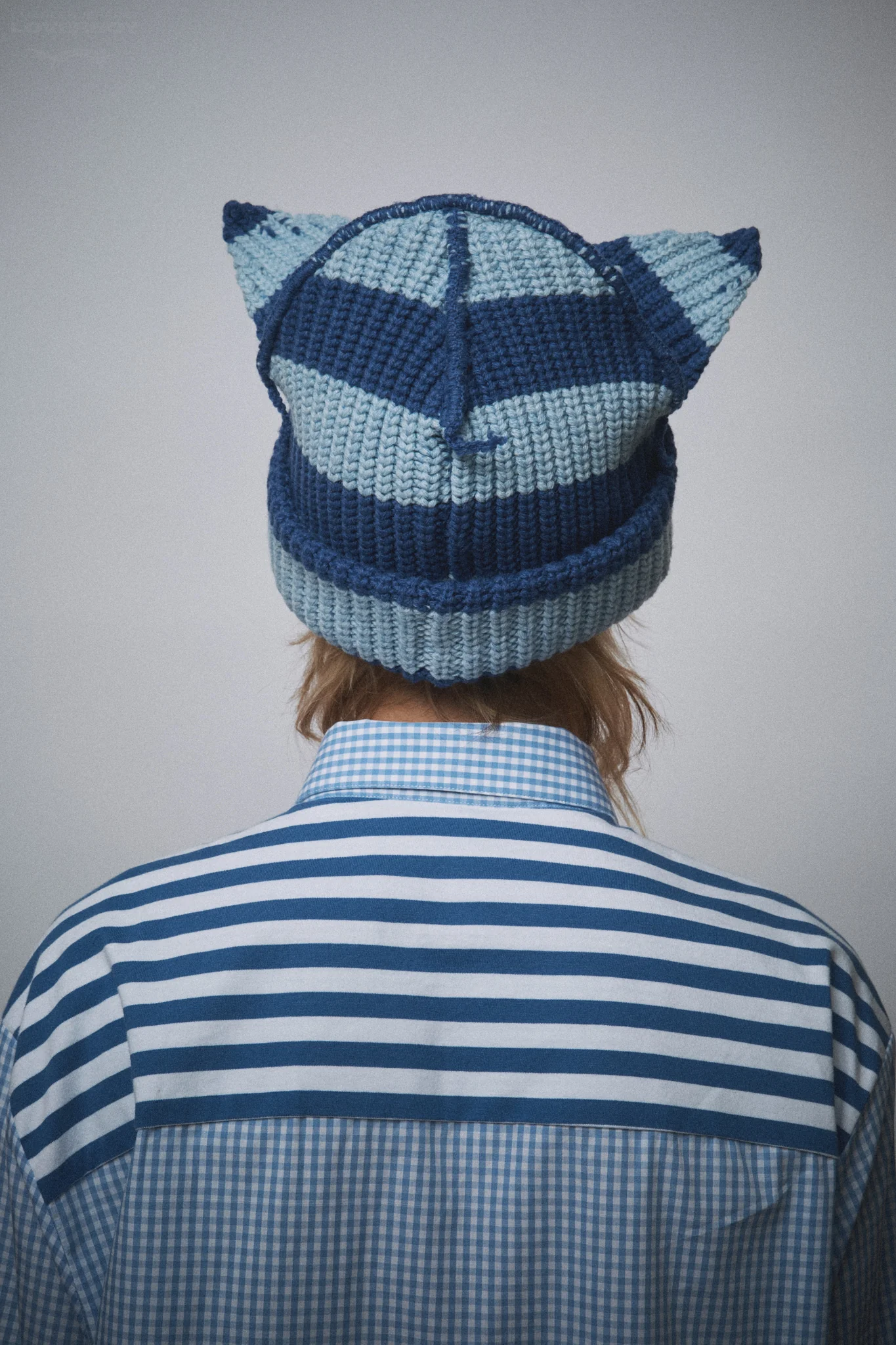 CHUNKY EARS BEANIE in BLUE STRIPE - Image 3