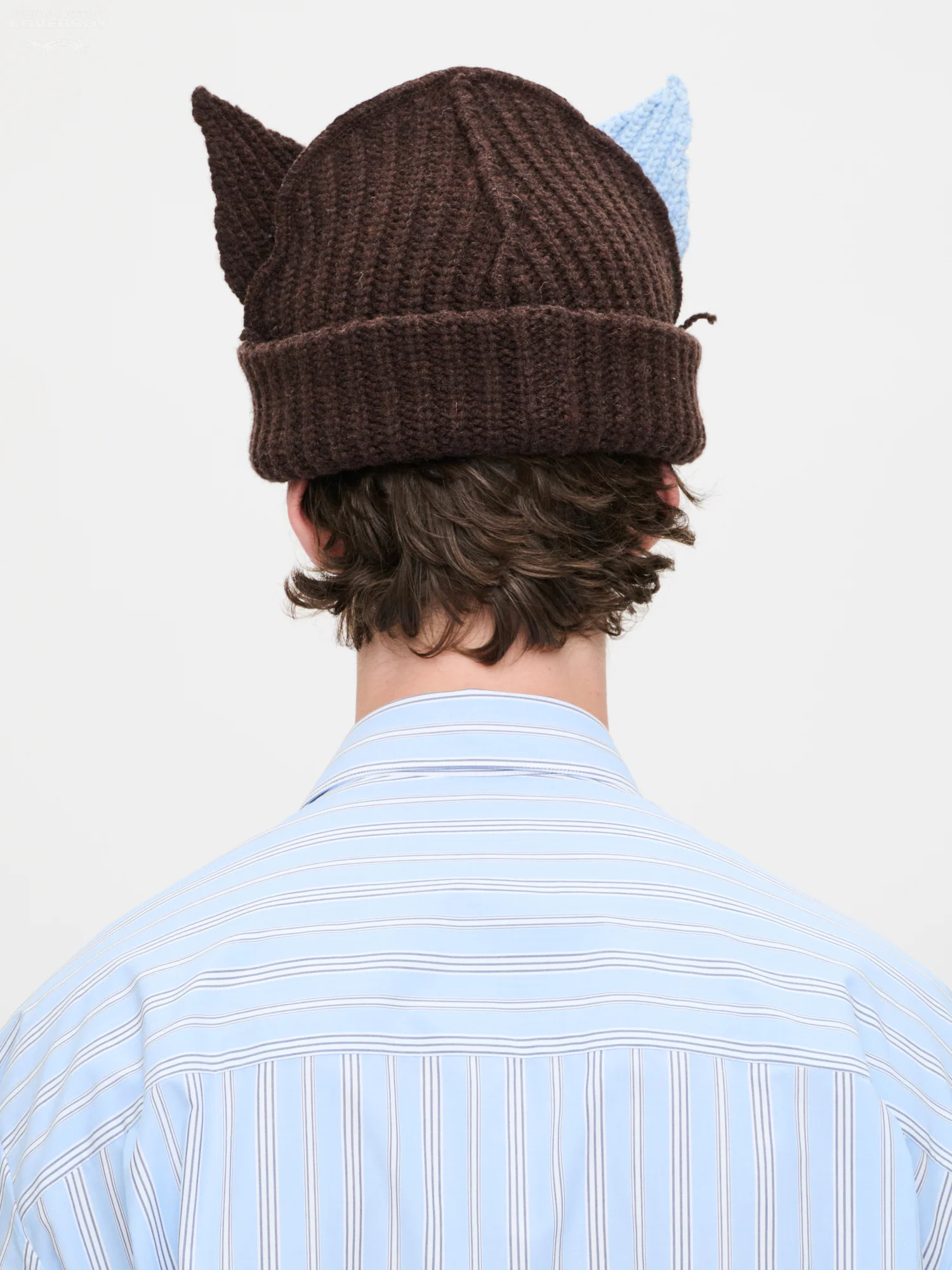 CHUNKY EARS BEANIE in BROWN LIGHT BLUE - Image 4