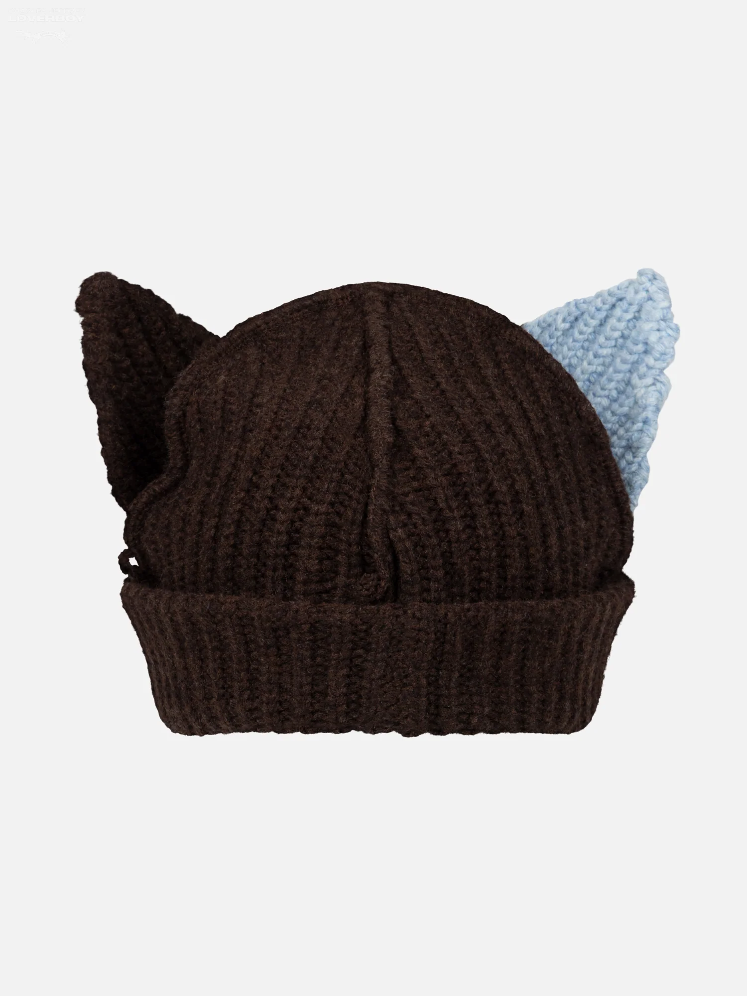 CHUNKY EARS BEANIE in BROWN LIGHT BLUE - Image 5