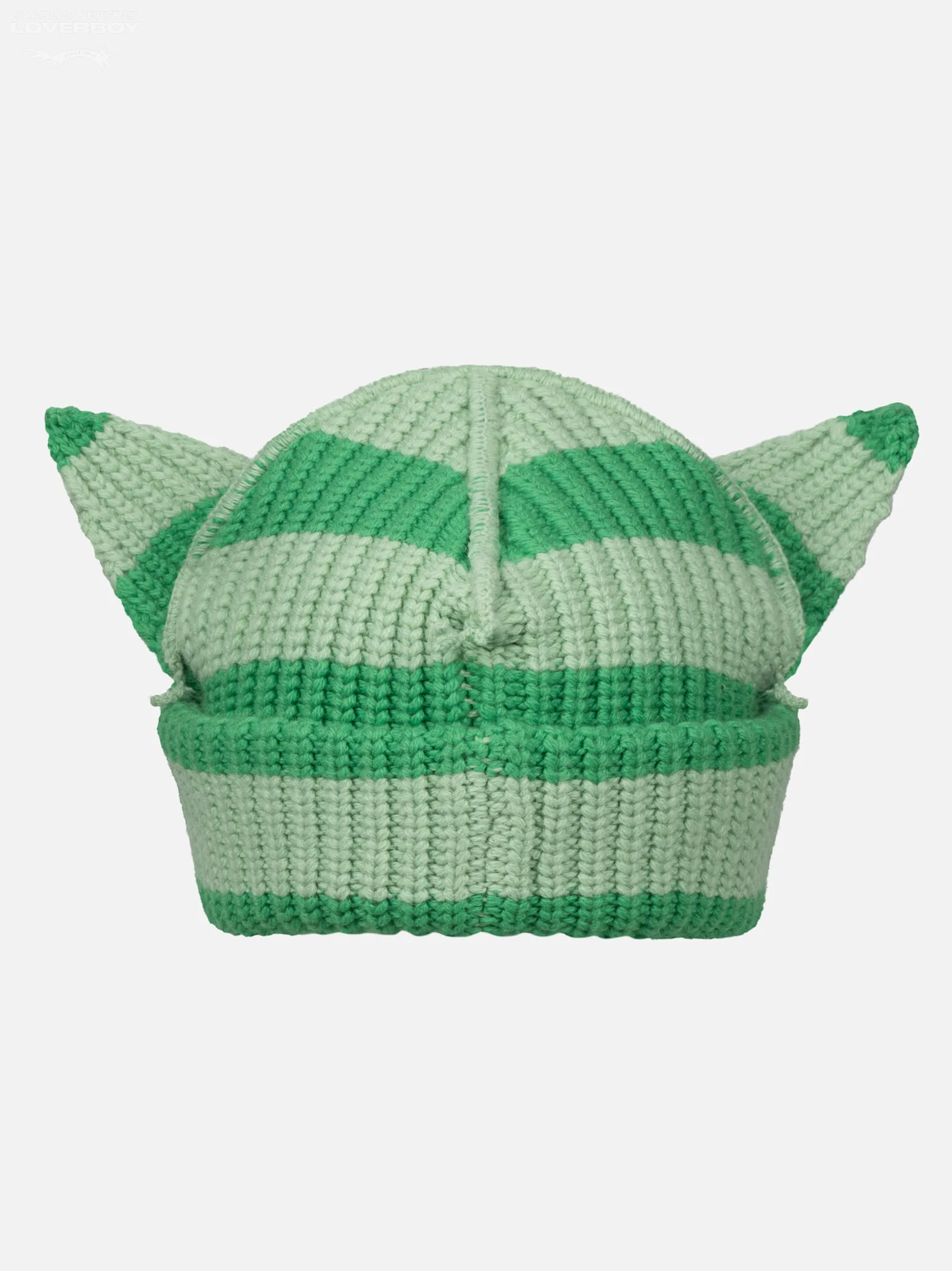 CHUNKY EARS BEANIE in GREEN STRIPE - Image 5