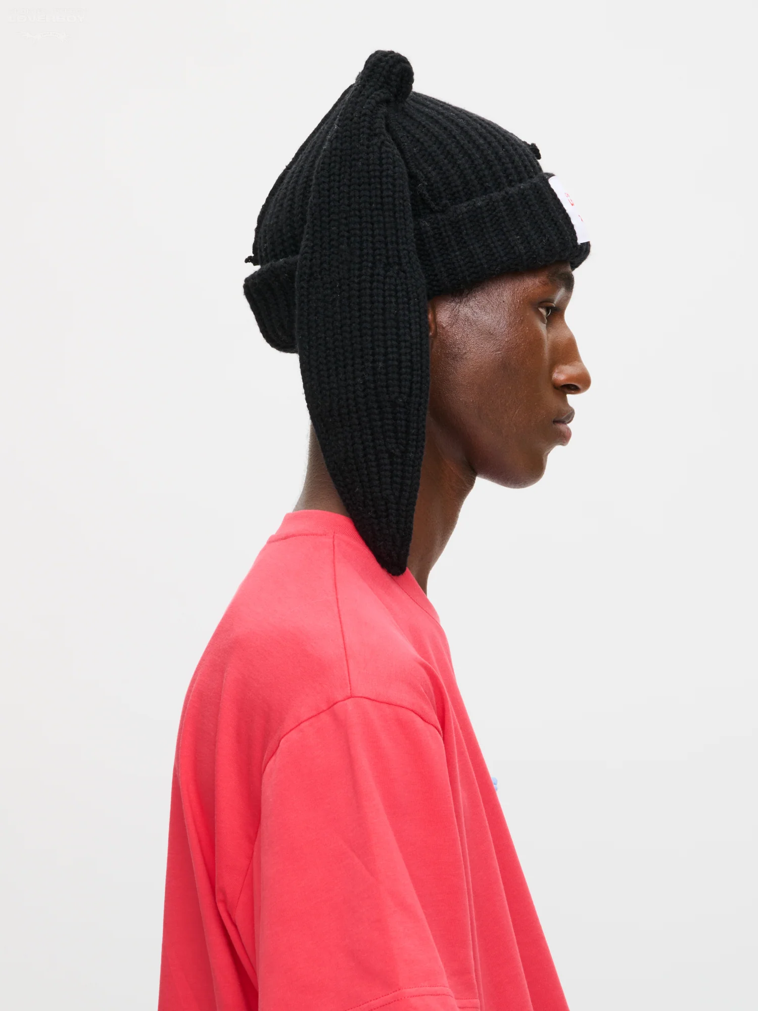 CHUNKY RABBIT BEANIE in BLACK - Image 3