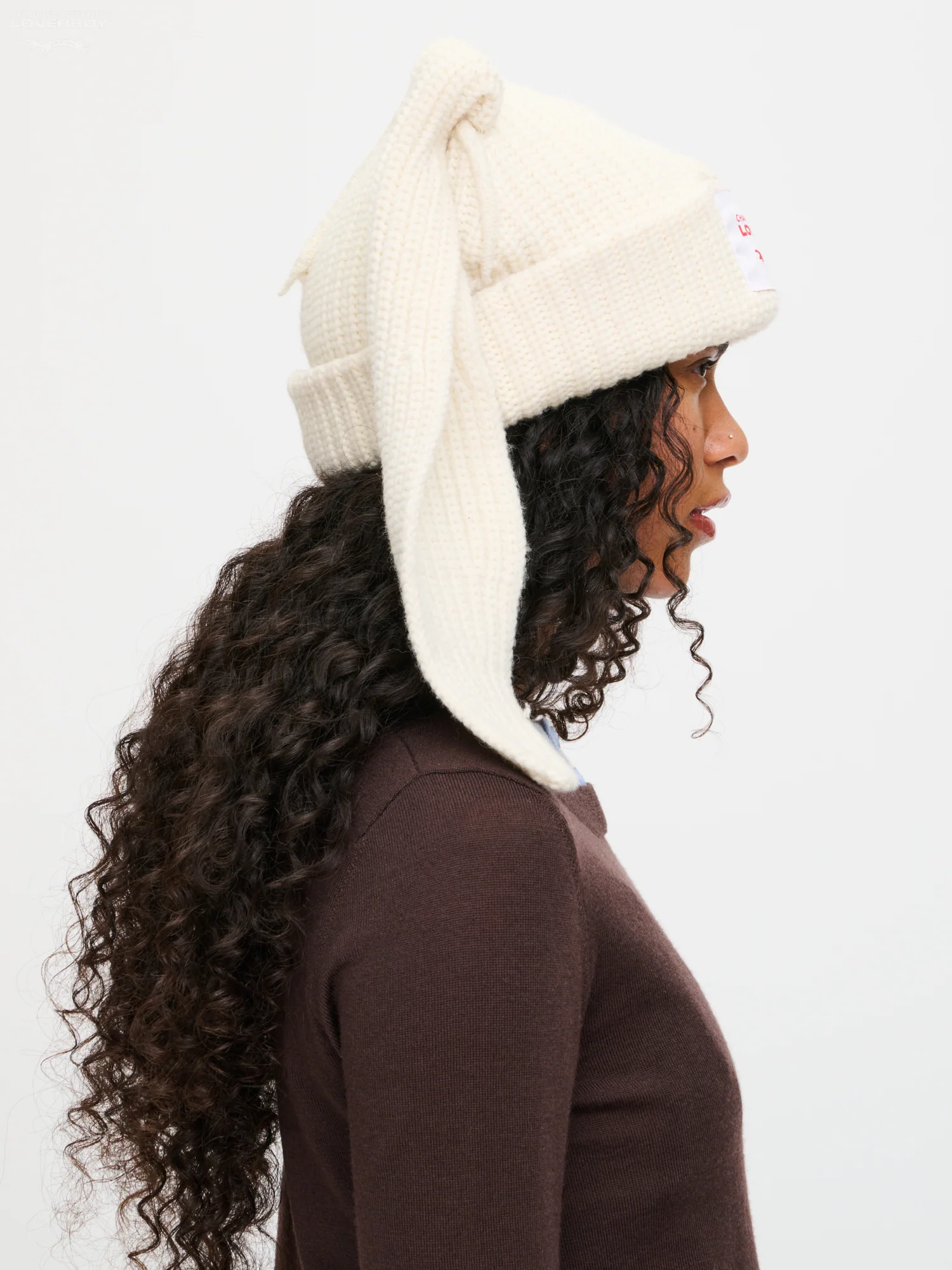 CHUNKY RABBIT BEANIE in ECRU - Image 3