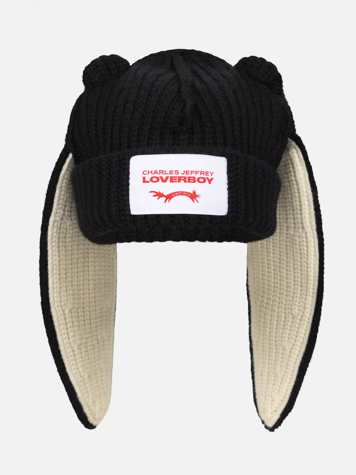 CHUNKY RABBIT BEANIE in BLACK ECRU