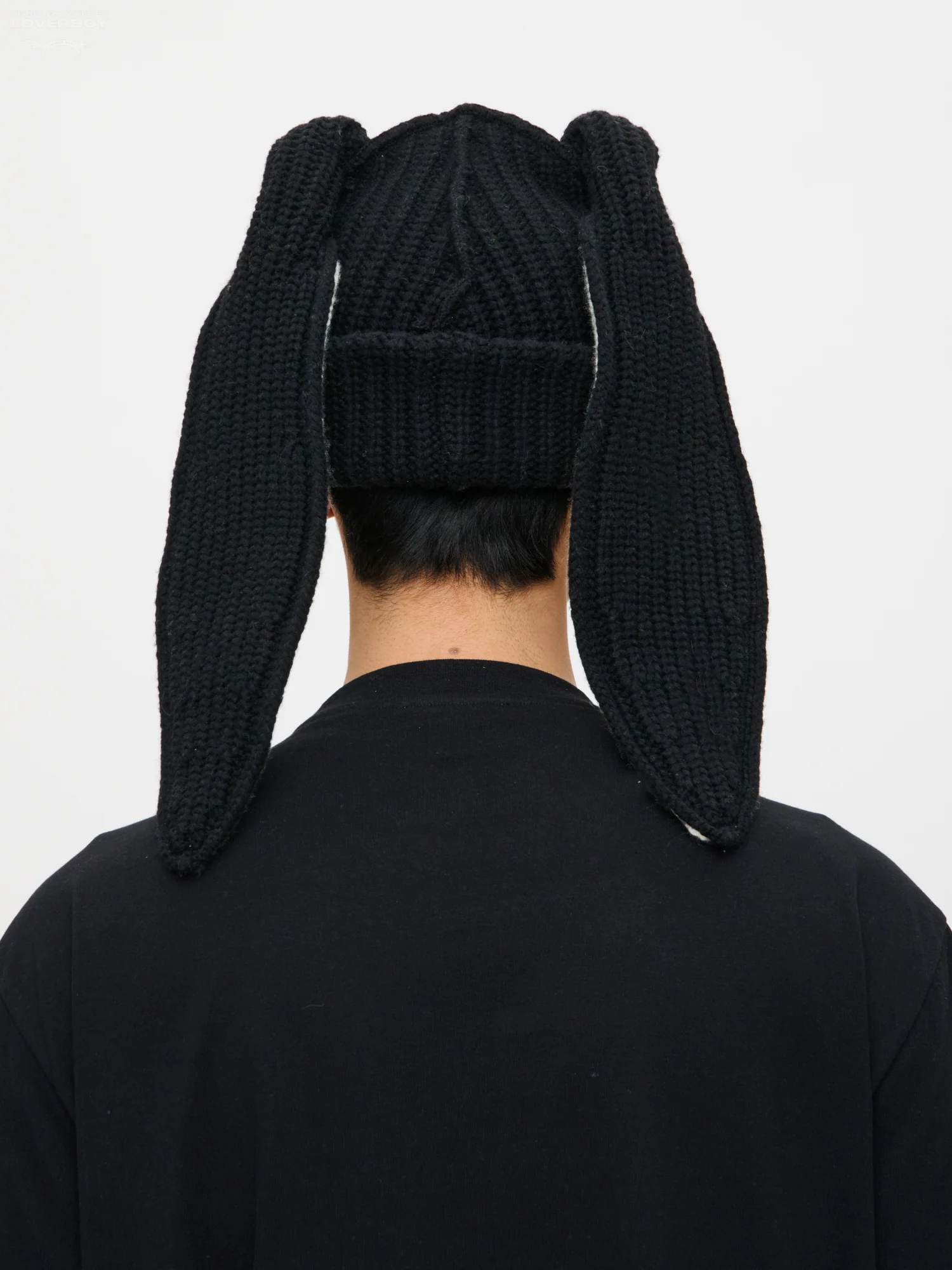 CHUNKY RABBIT BEANIE in BLACK ECRU - Image 4