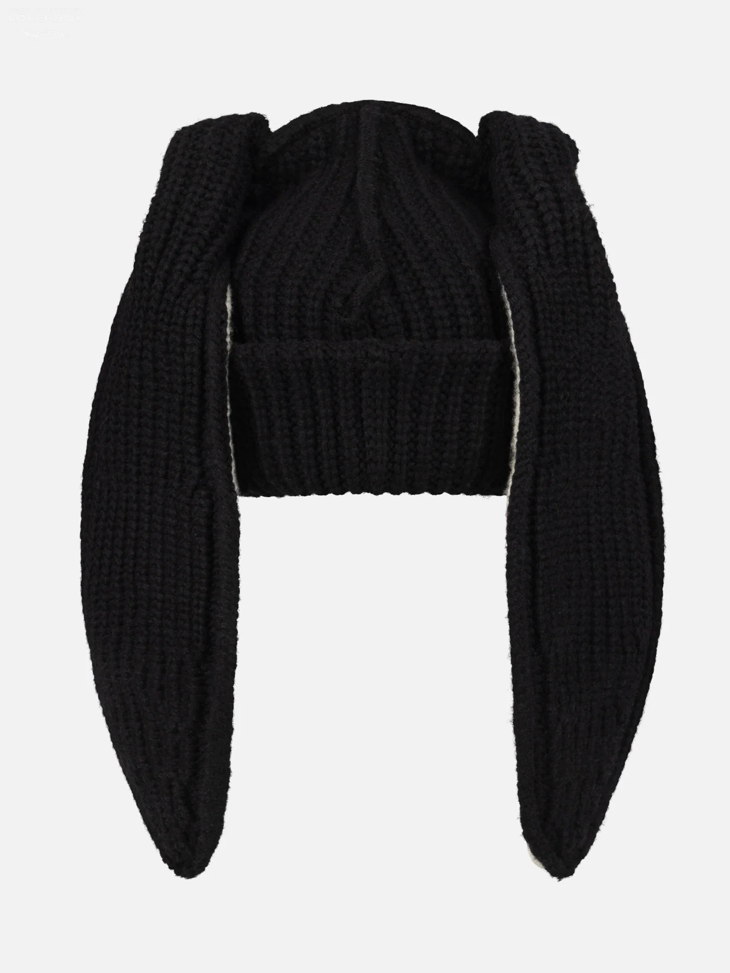 CHUNKY RABBIT BEANIE in BLACK ECRU - Image 5
