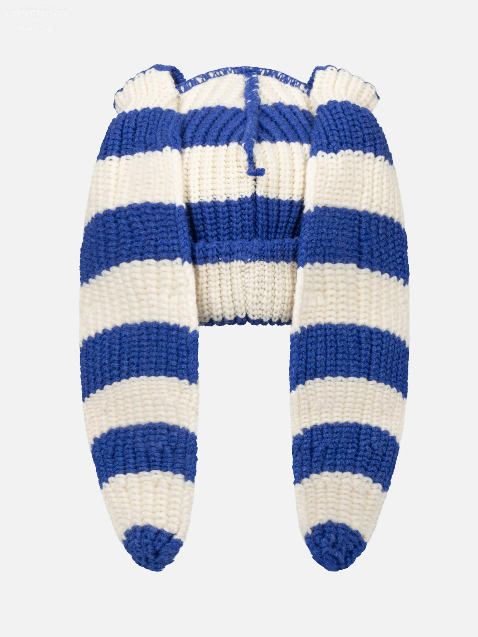 CHUNKY RABBIT BEANIE in BLUE WHITE STRIPE - Image 5