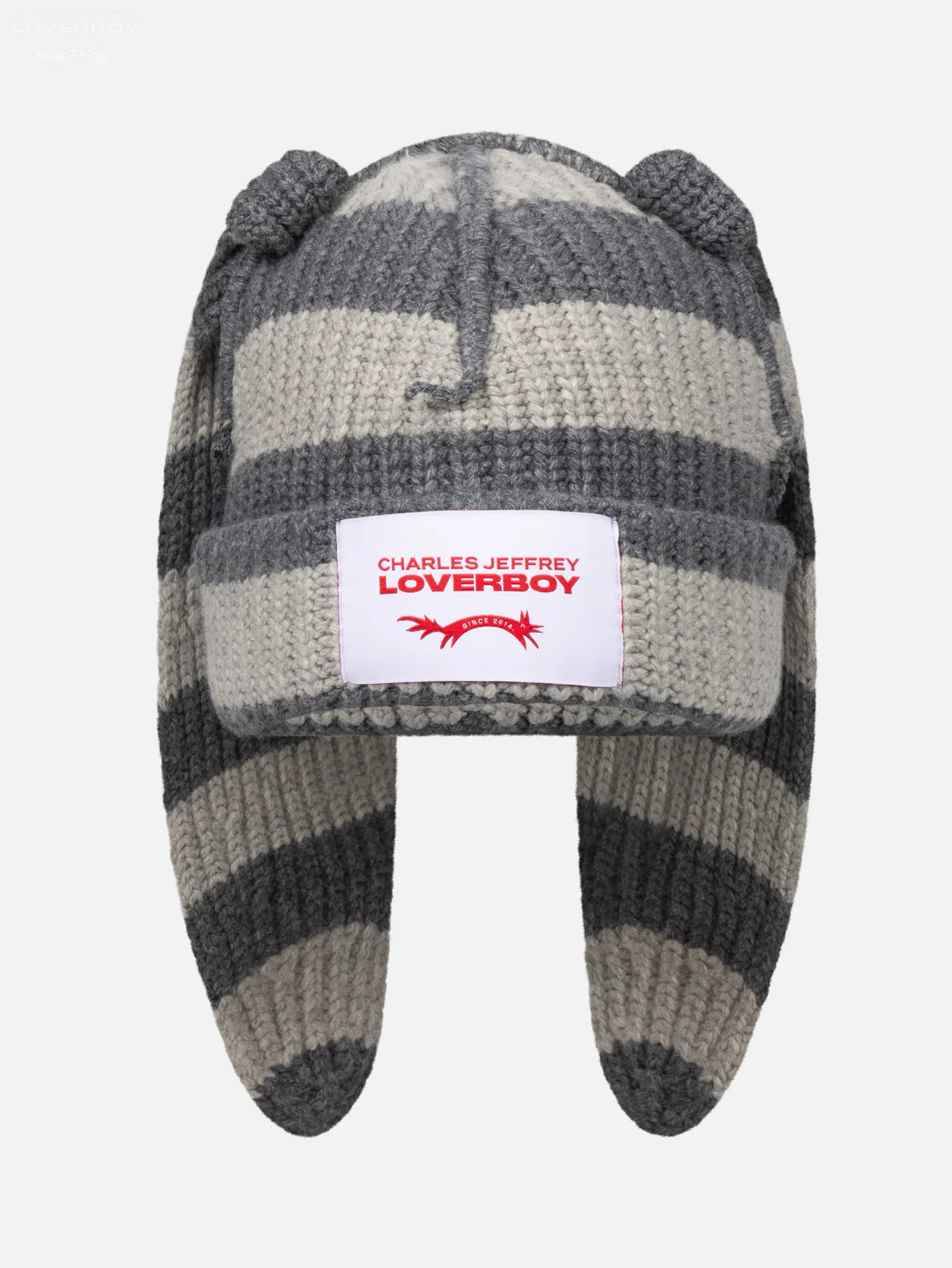 CHUNKY RABBIT BEANIE in GREY STRIPE - Image 4