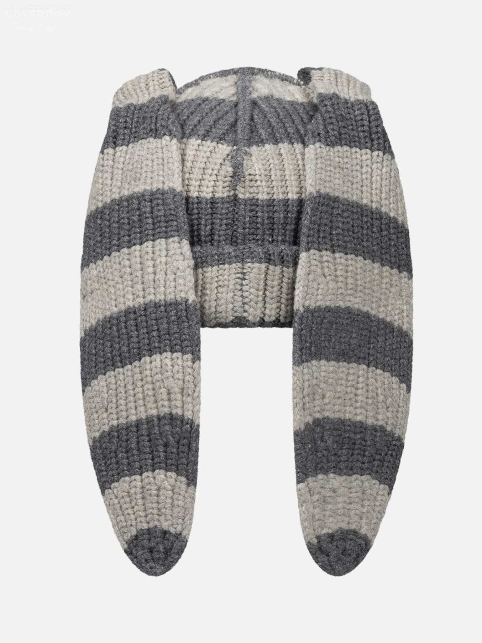 CHUNKY RABBIT BEANIE in GREY STRIPE - Image 5