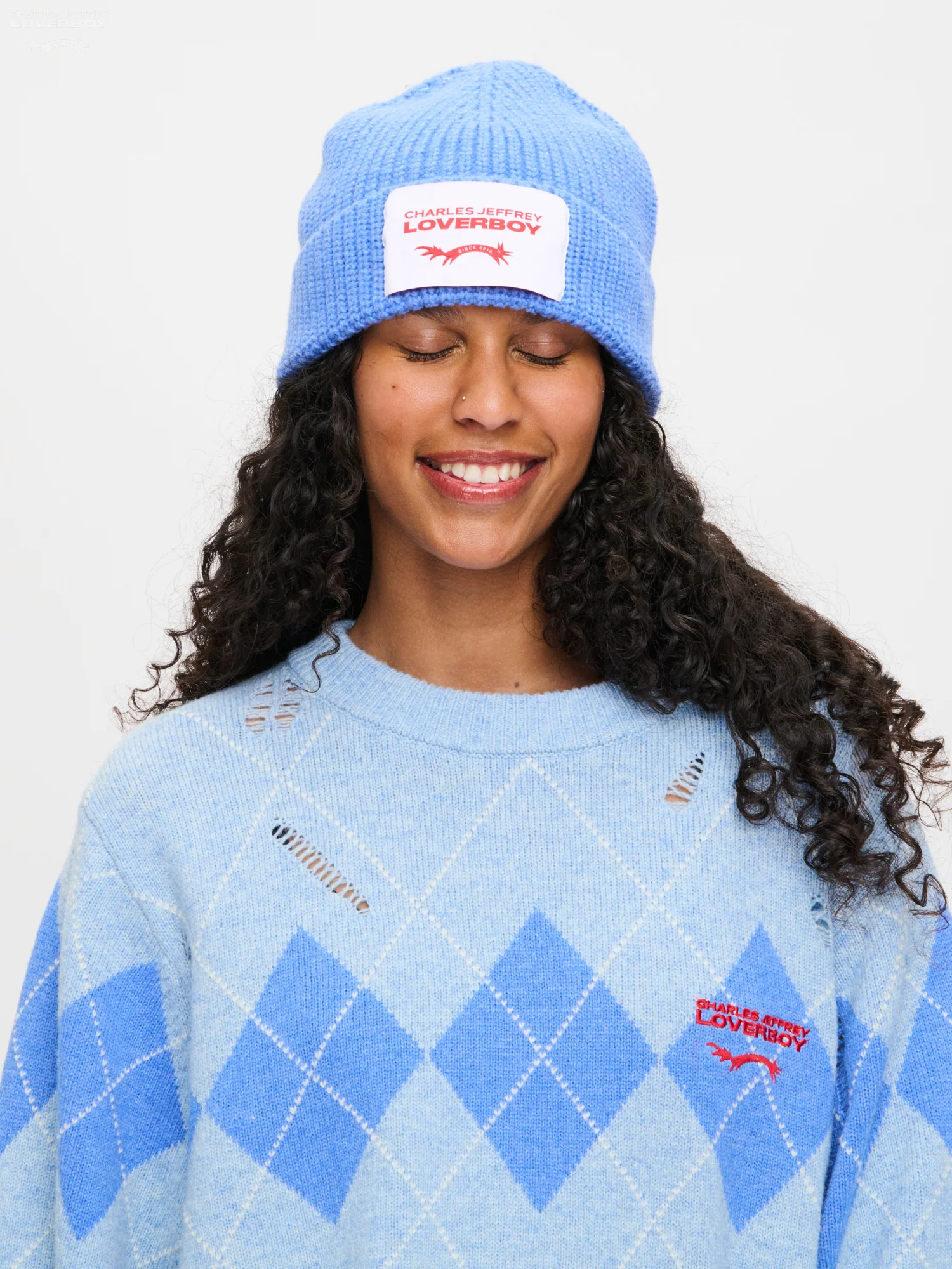 CHUNKY RIB BEANIE in BLUE - Image 2