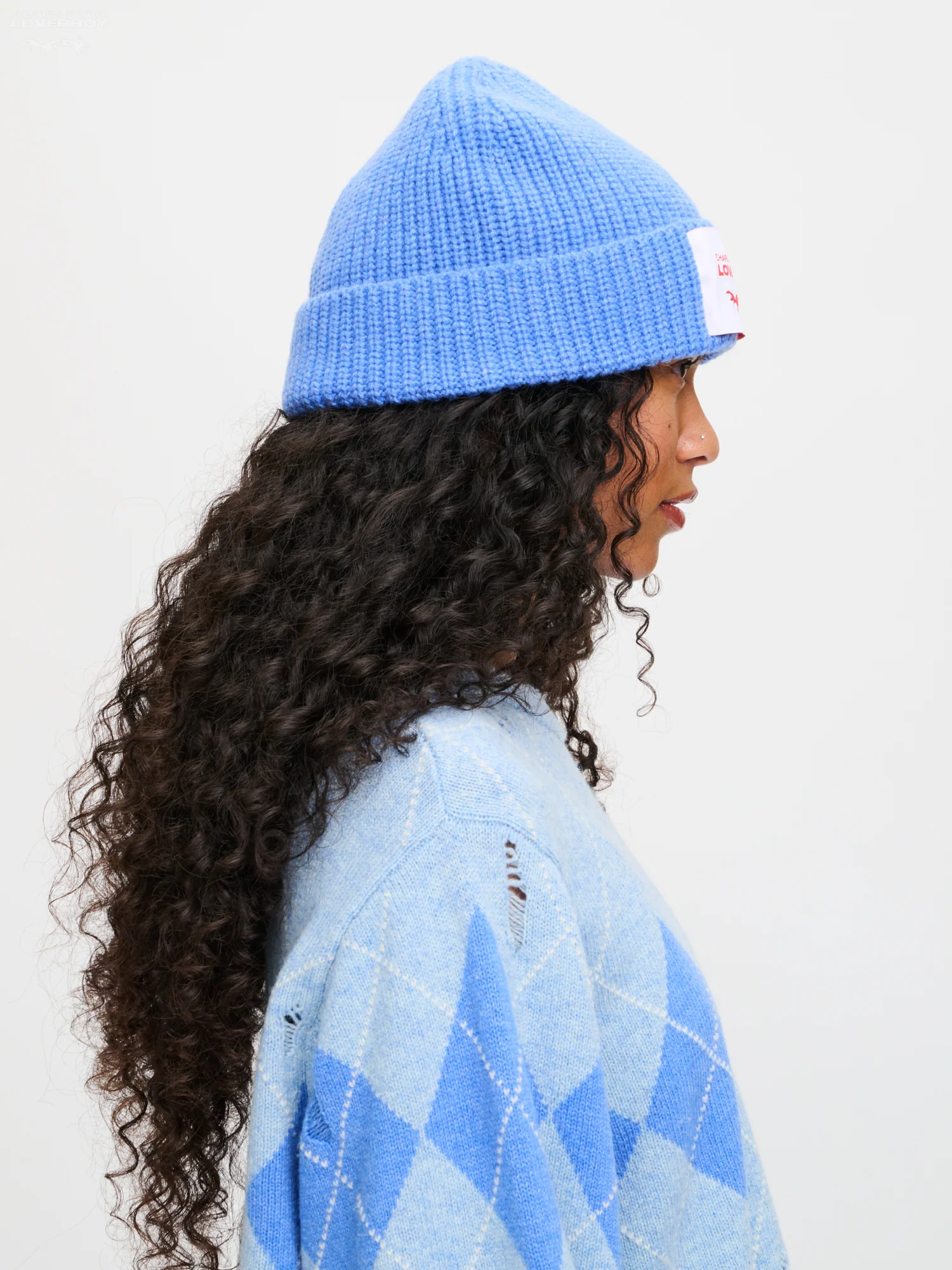 CHUNKY RIB BEANIE in BLUE - Image 3