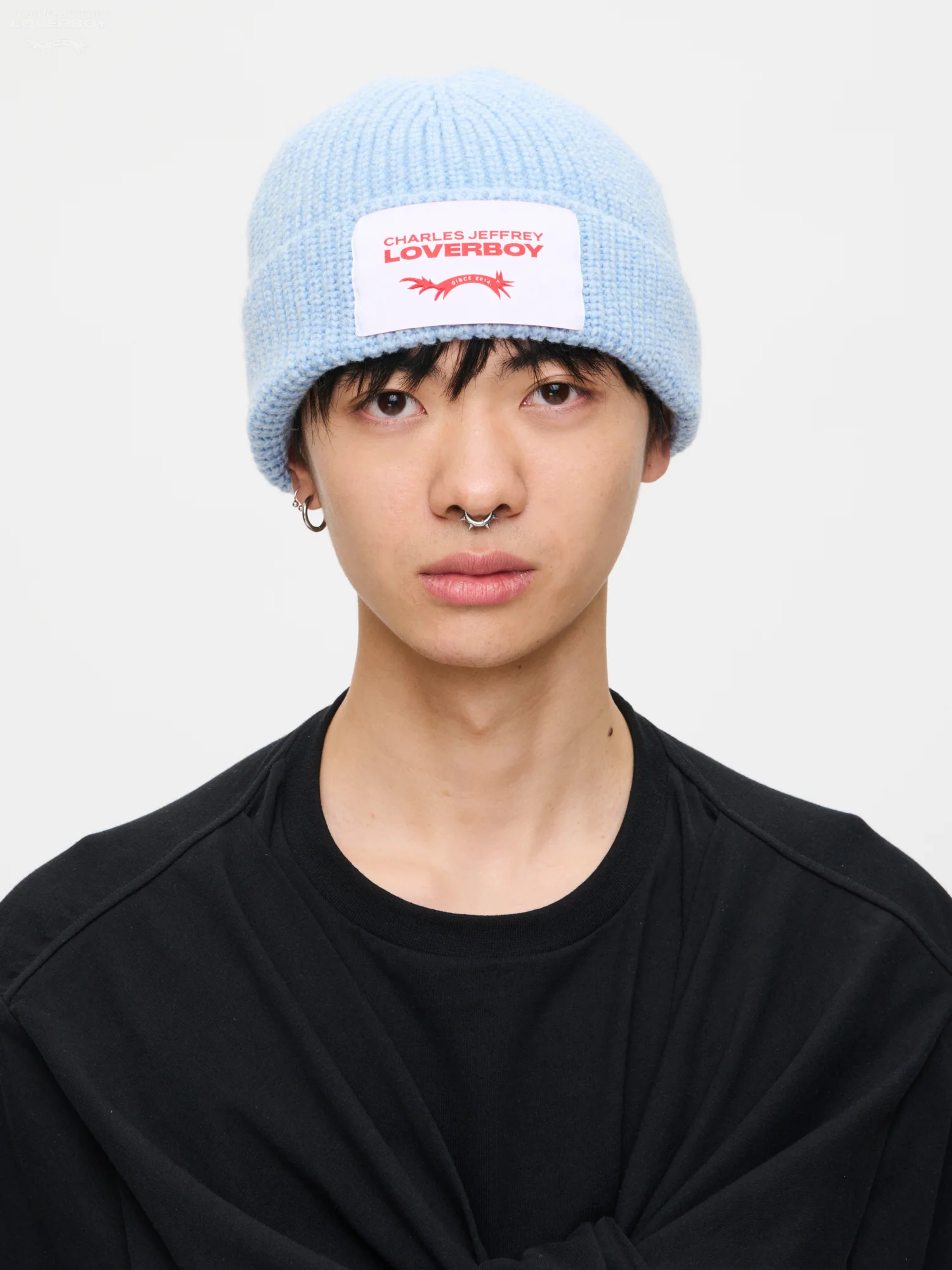 CHUNKY RIB BEANIE in LIGHT BLUE - Image 2