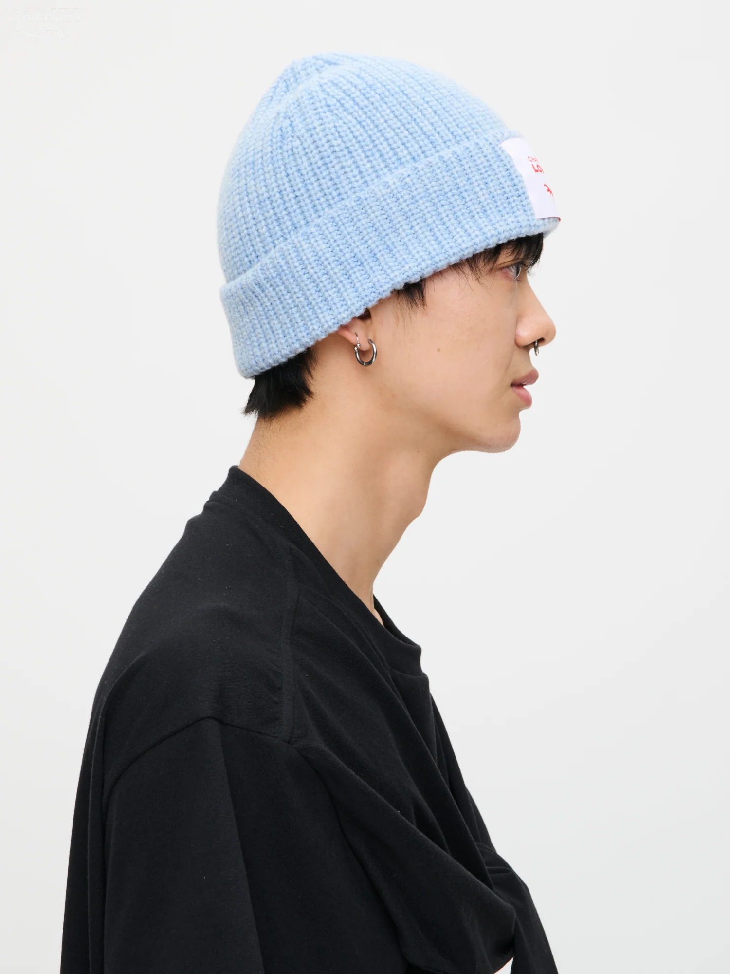 CHUNKY RIB BEANIE in LIGHT BLUE - Image 3