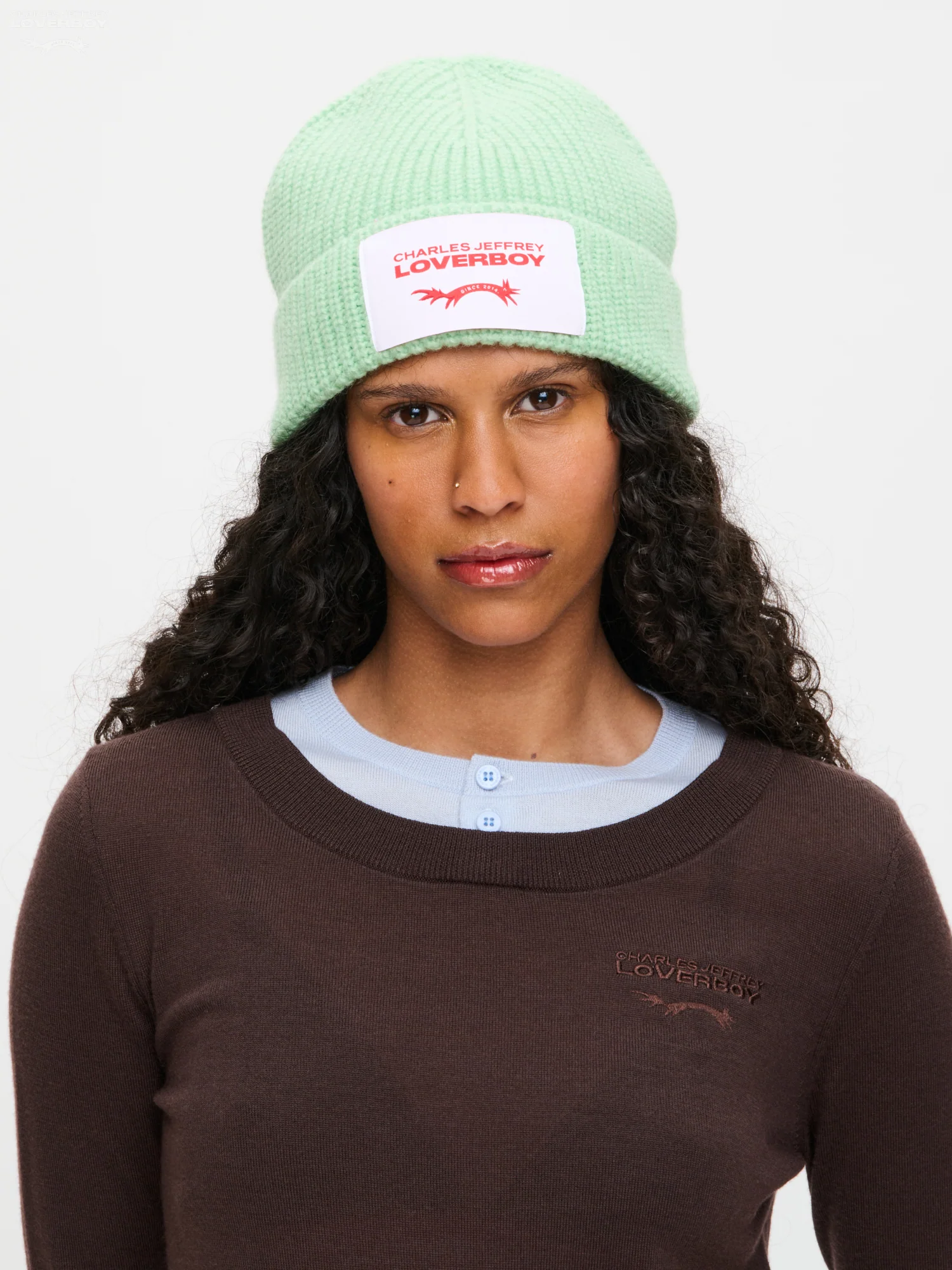 CHUNKY RIB BEANIE in LIGHT GREEN - Image 2