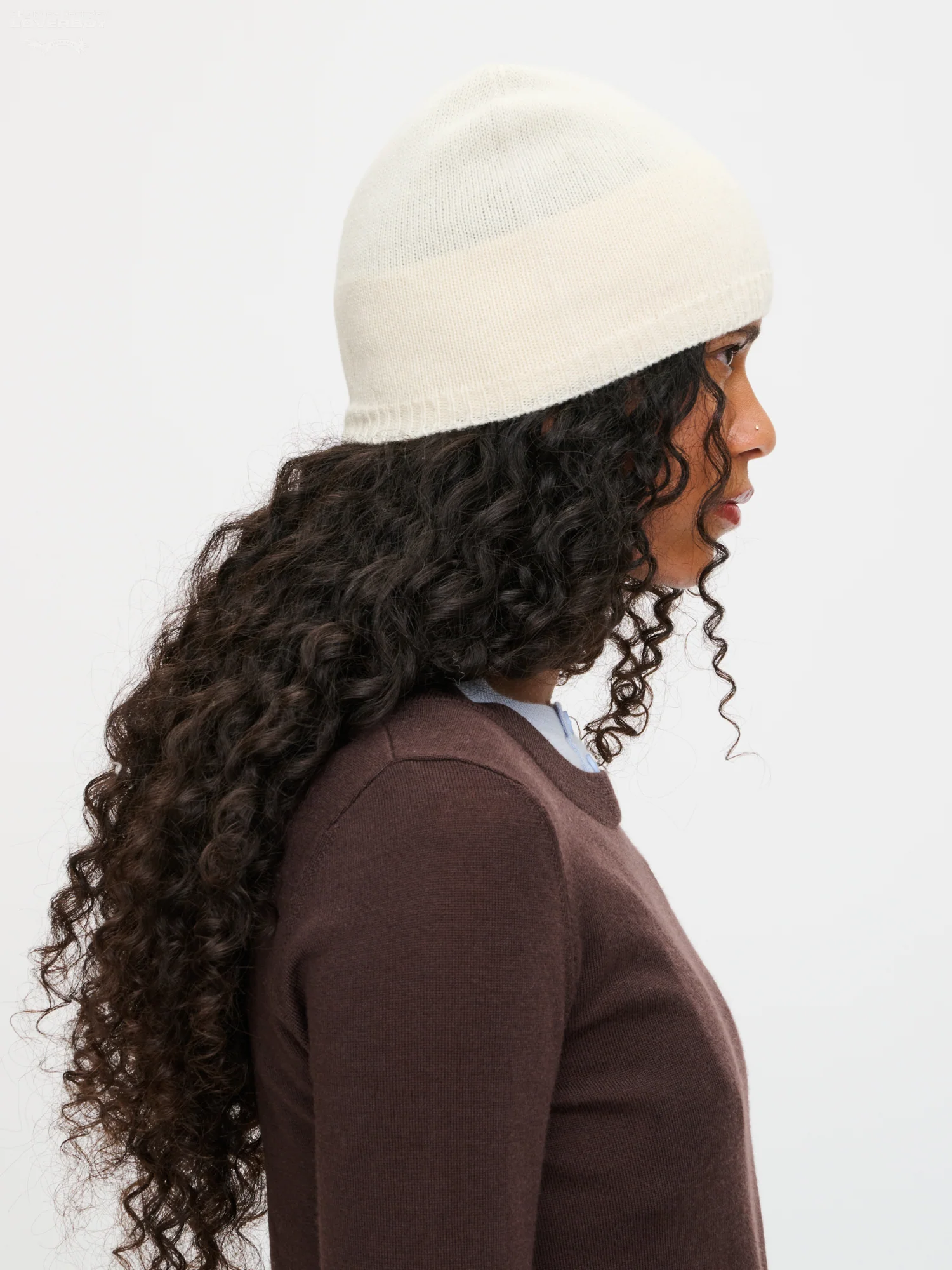 CREST RIB BEANIE in ECRU - Image 3