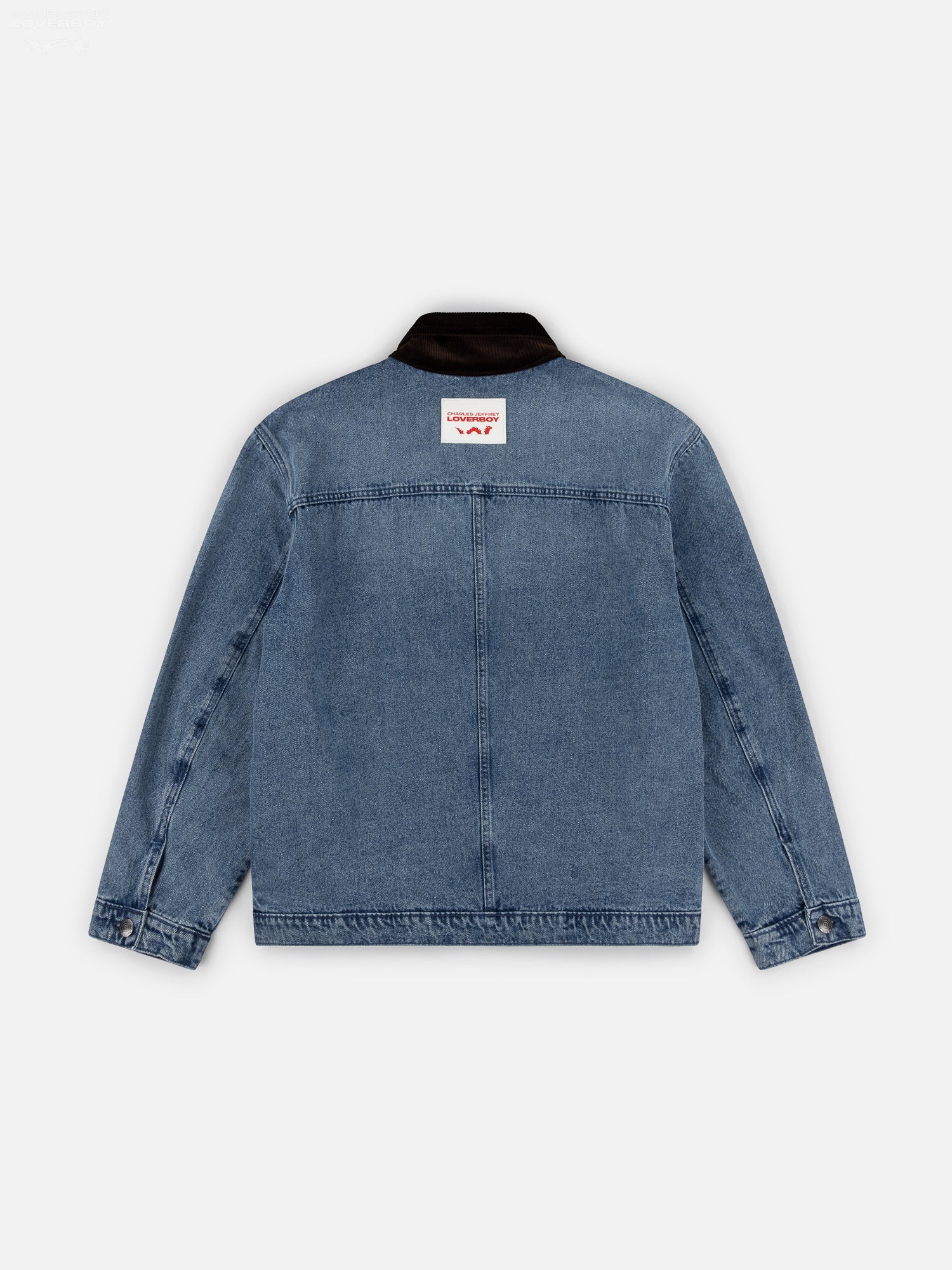 DENIM JACKET WITH CORDUROY COLLAR in WASHED DENIM - Image 10