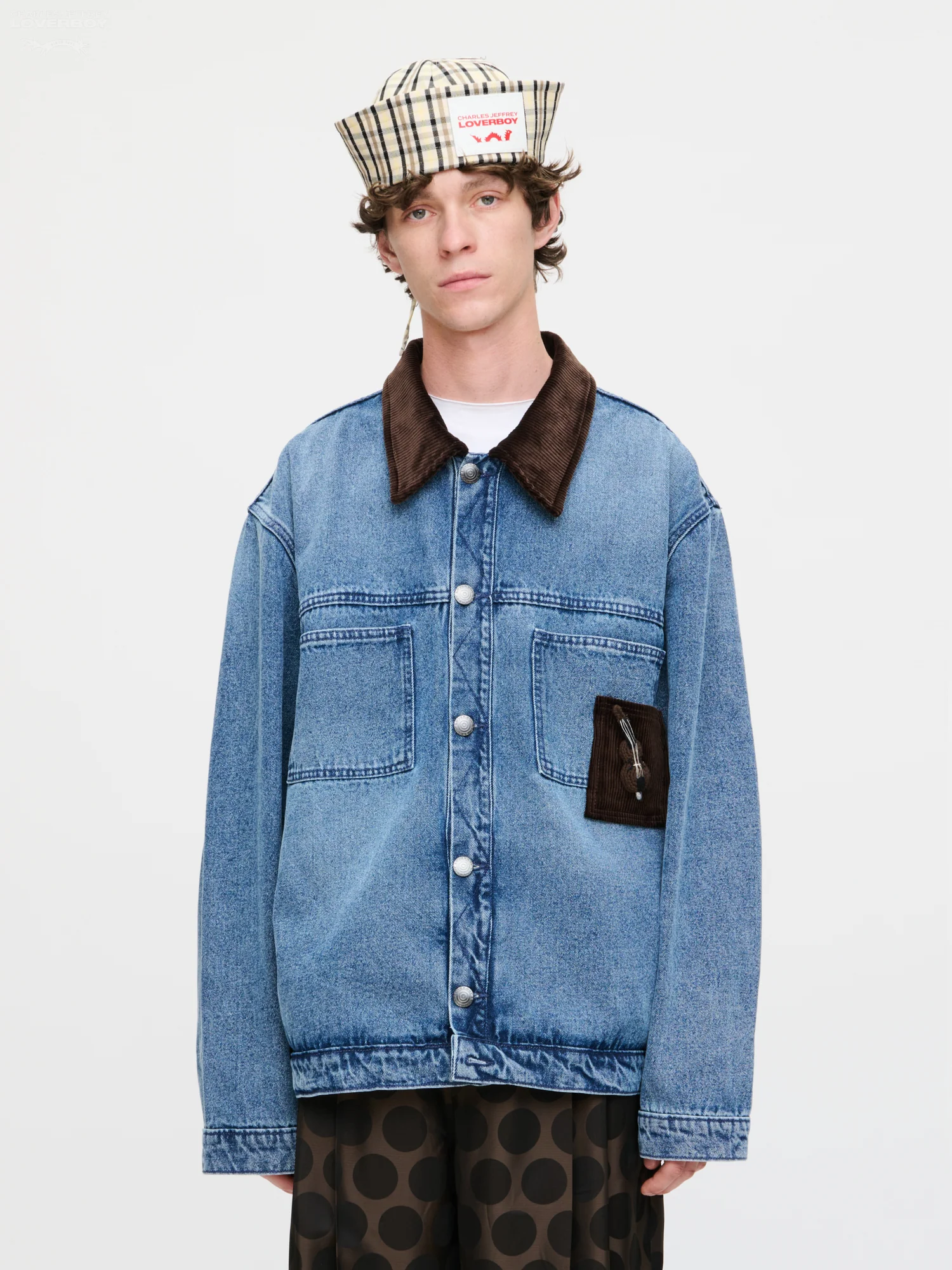 DENIM JACKET WITH CORDUROY COLLAR in WASHED DENIM - Image 5