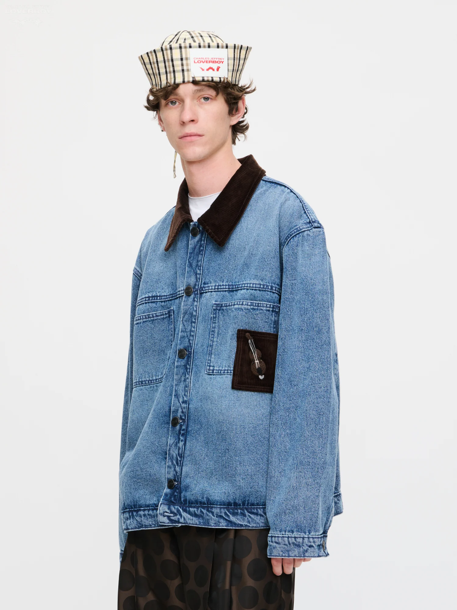 DENIM JACKET WITH CORDUROY COLLAR in WASHED DENIM - Image 6
