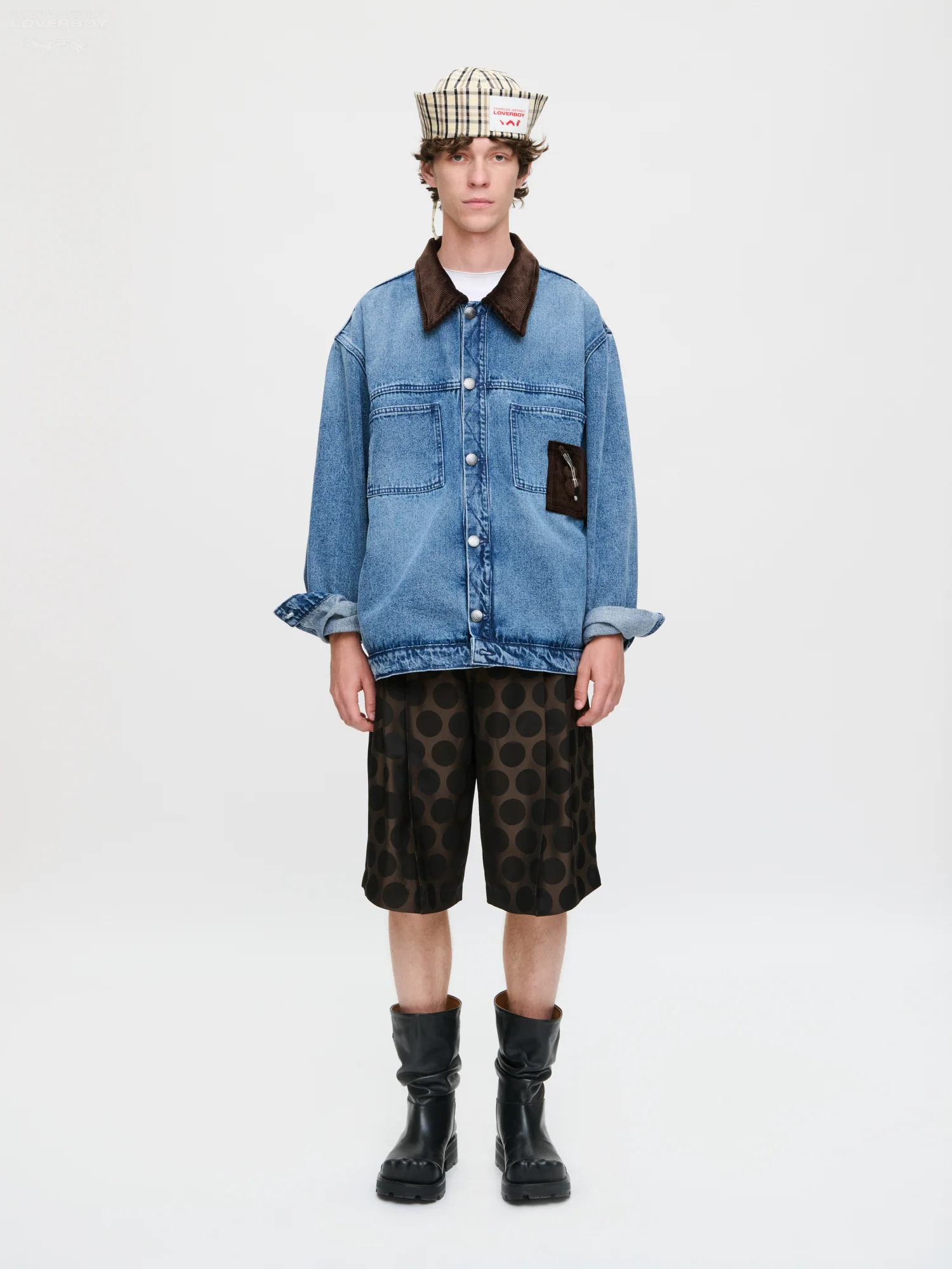 DENIM JACKET WITH CORDUROY COLLAR in WASHED DENIM - Image 8