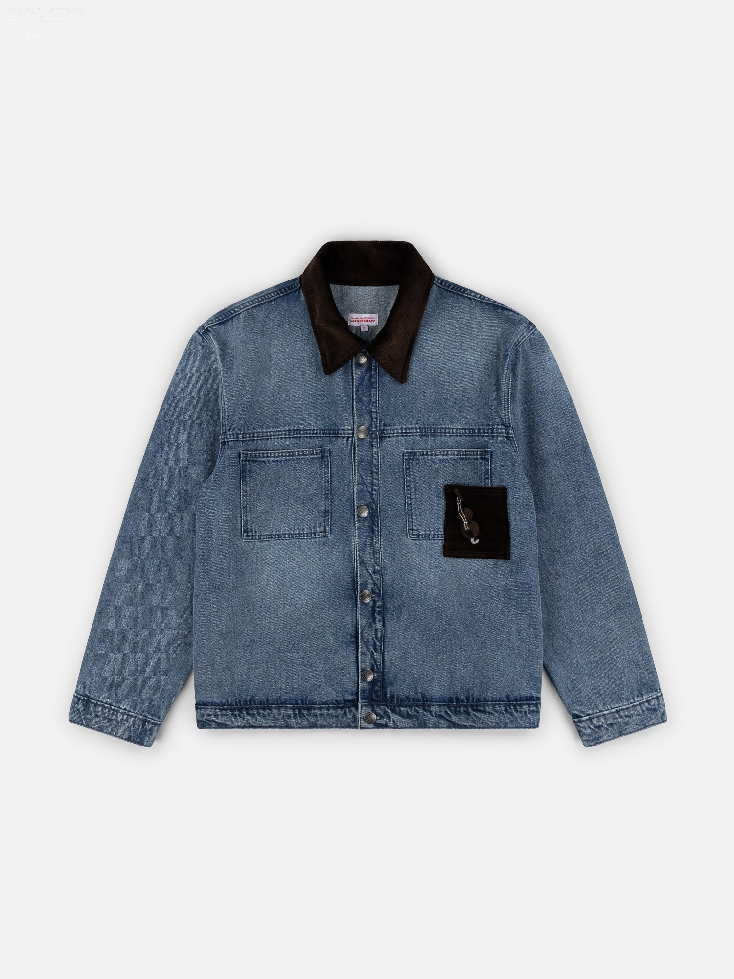 DENIM JACKET WITH CORDUROY COLLAR in WASHED DENIM - Image 9