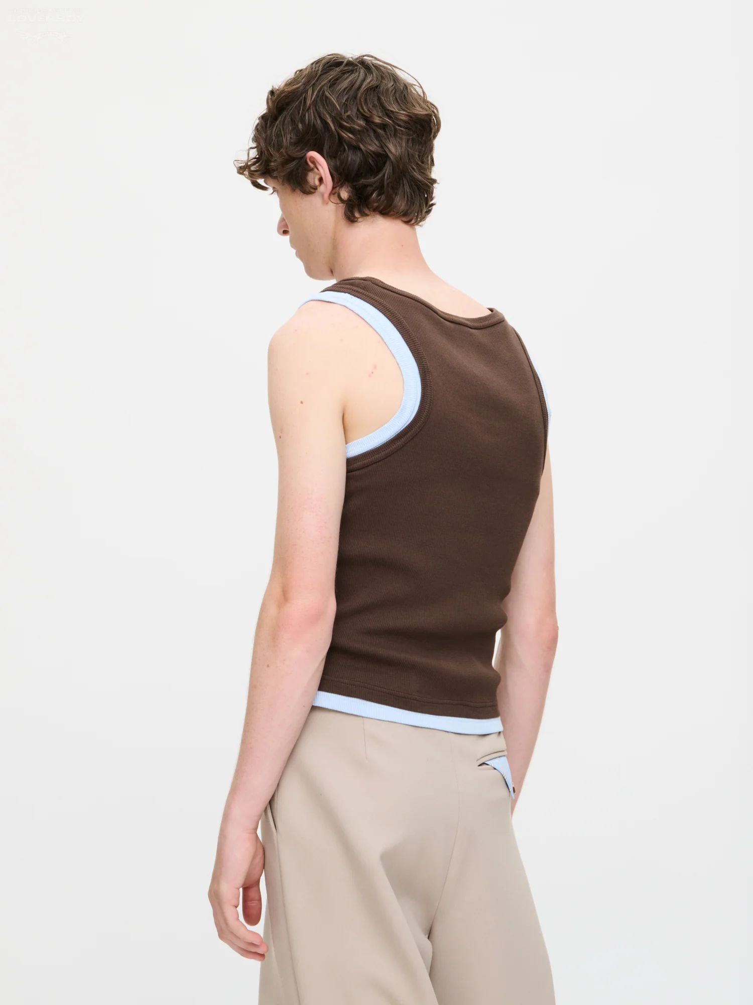 DOUBLE LOGO TANK TOP in BROWN LIGHT BLUE - Image 3