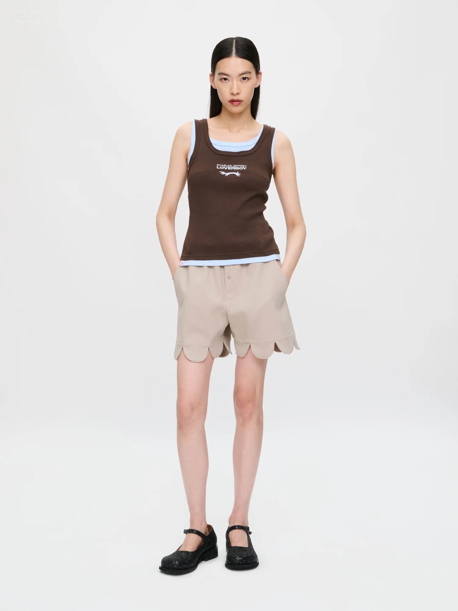 DOUBLE LOGO TANK TOP in BROWN LIGHT BLUE - Image 7