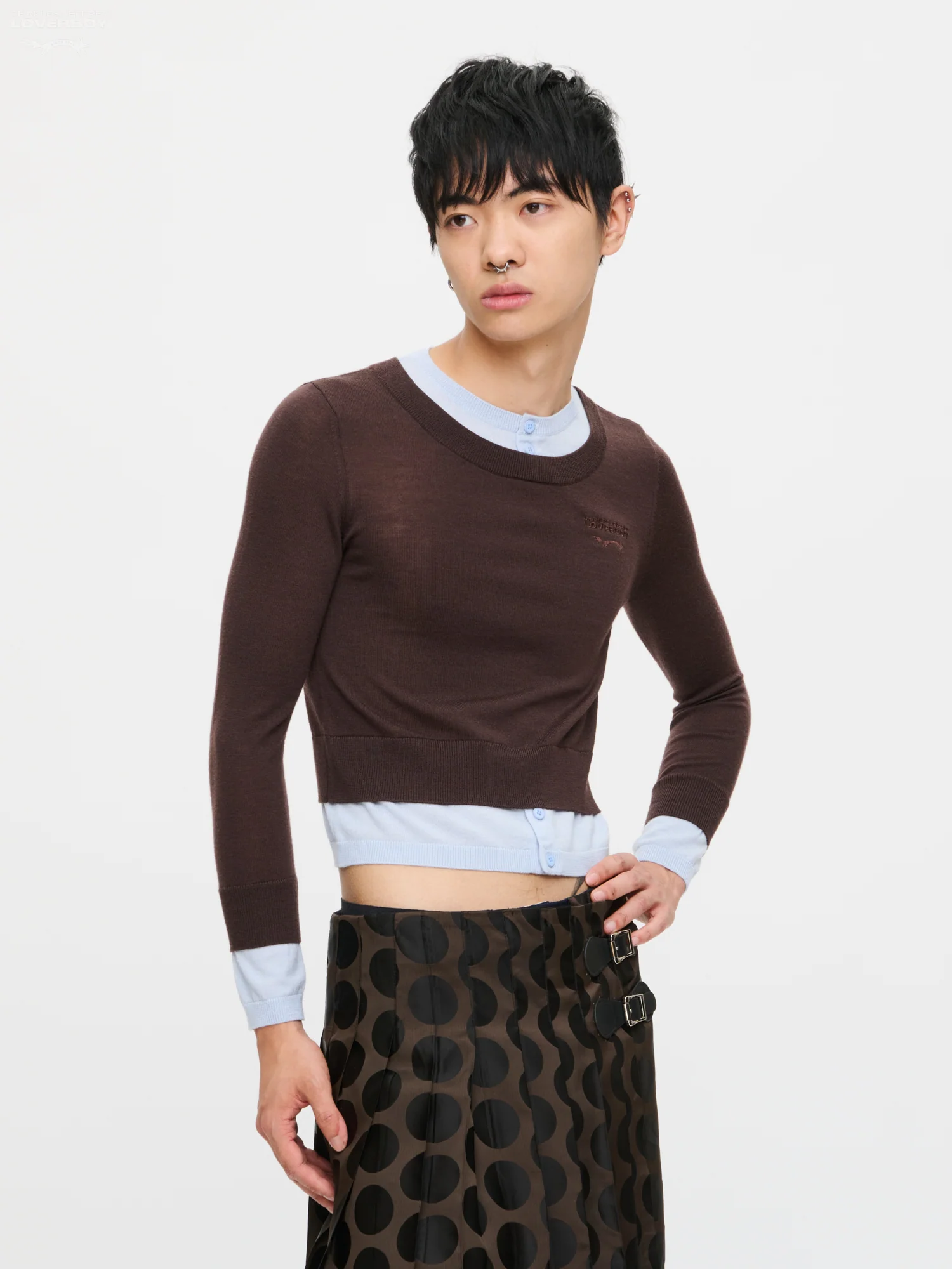 DOUBLE SOFT SWEATER in BROWN LIGHT BLUE - Image 5