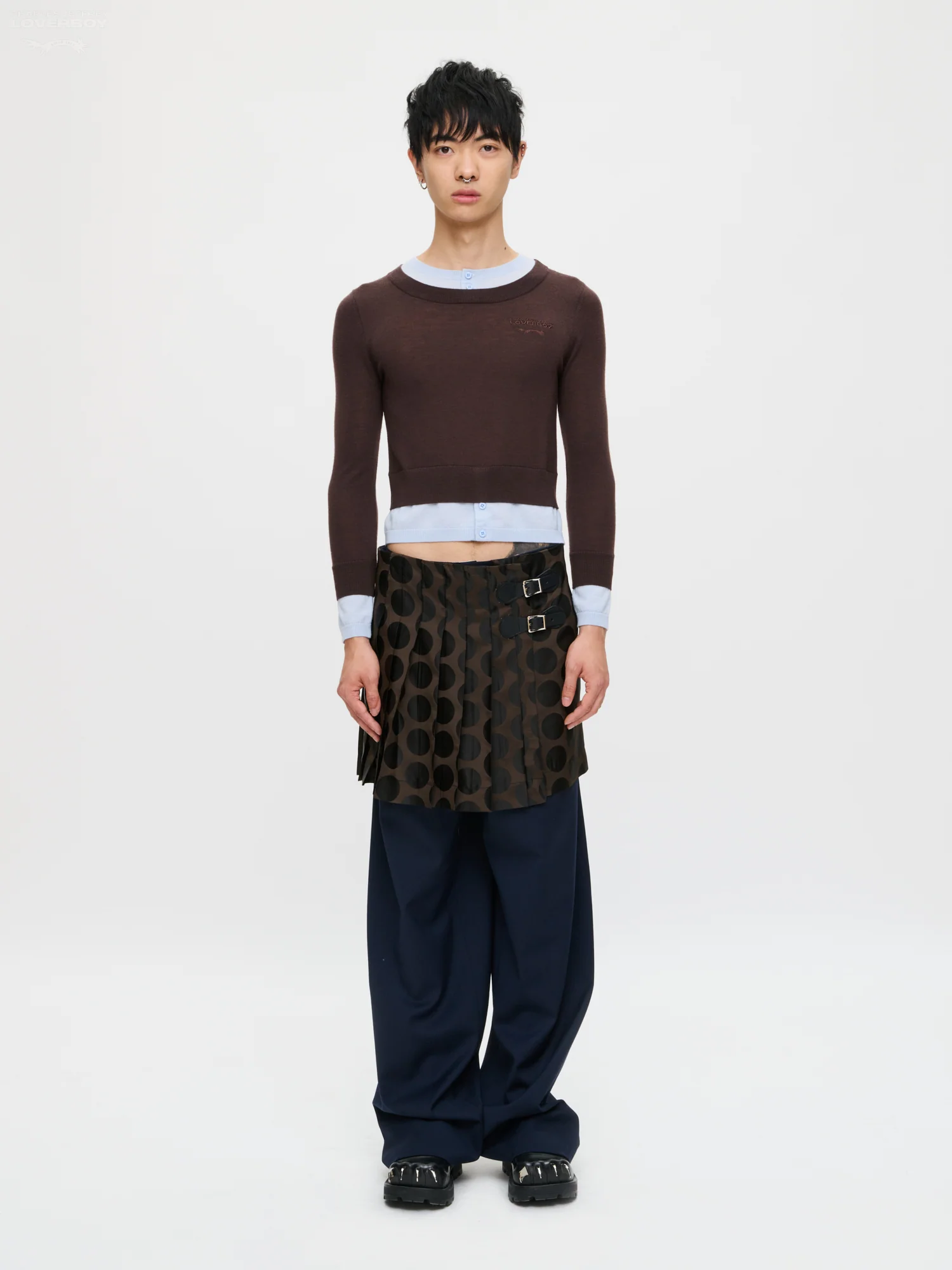 DOUBLE SOFT SWEATER in BROWN LIGHT BLUE - Image 6