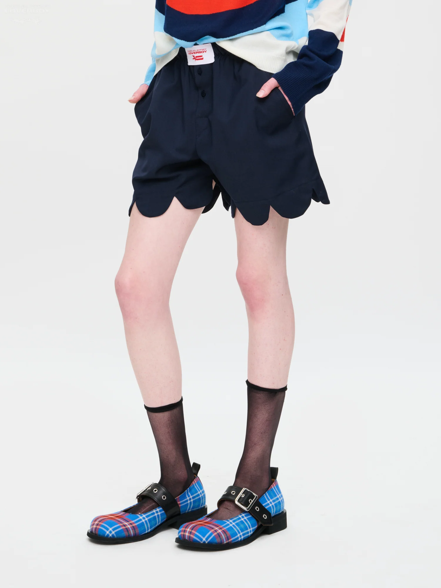 FORMAL SCALLOPED BOXER SHORTS in NAVY - Image 5