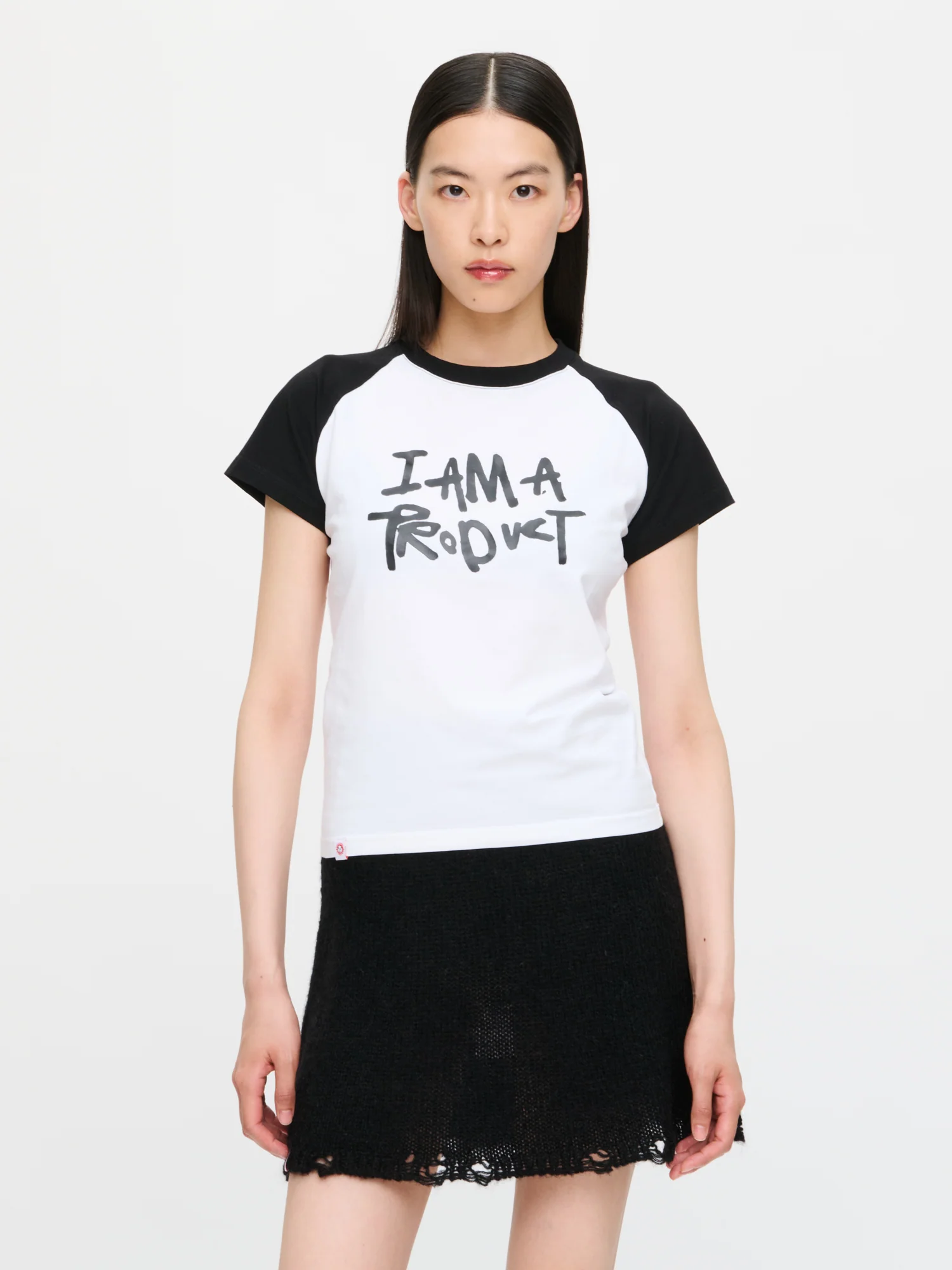 GRAPHIC BABY RAGLAN TEE in WHITE BLACK