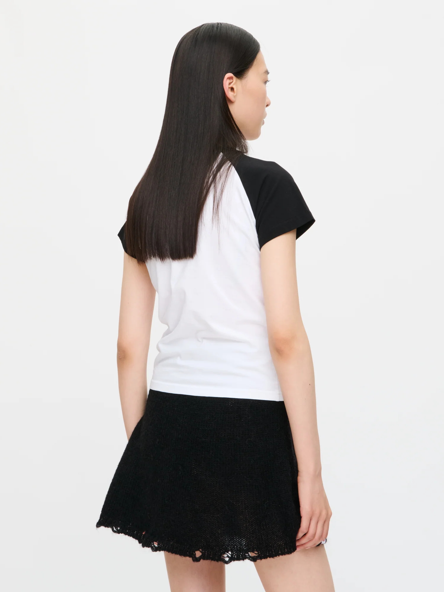 GRAPHIC BABY RAGLAN TEE in WHITE BLACK - Image 2