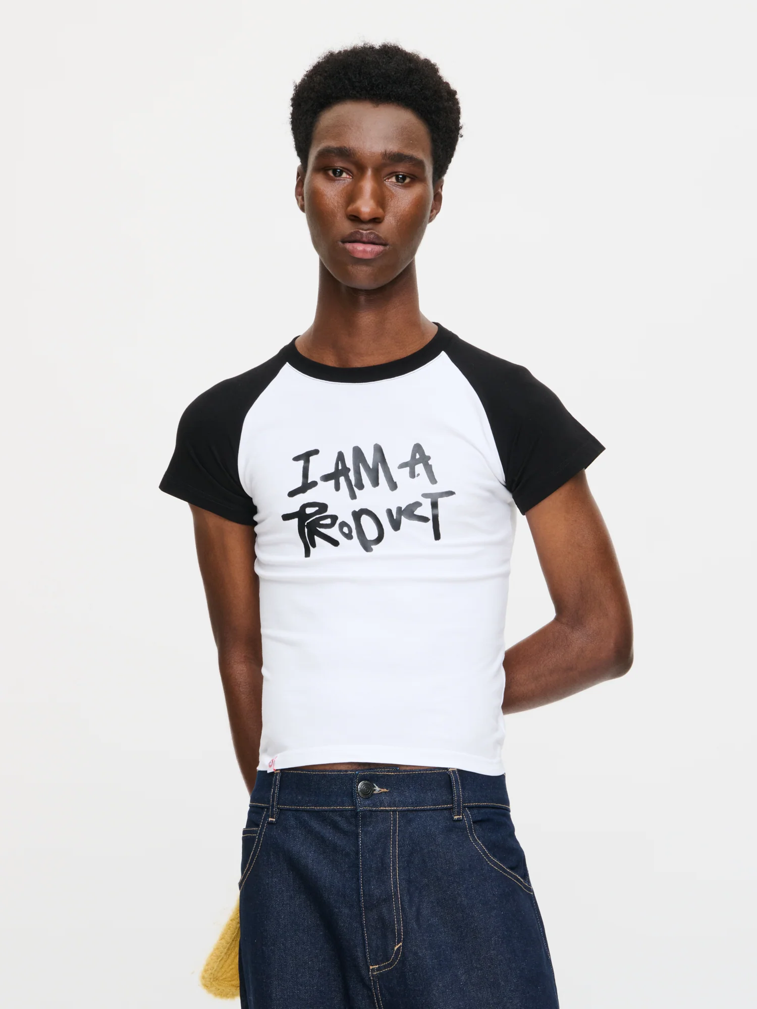 GRAPHIC BABY RAGLAN TEE in WHITE BLACK - Image 3